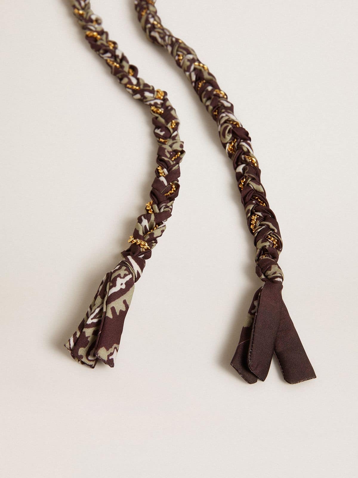 Burgundy braided fabric charm with brass chain - Golden Goose Women