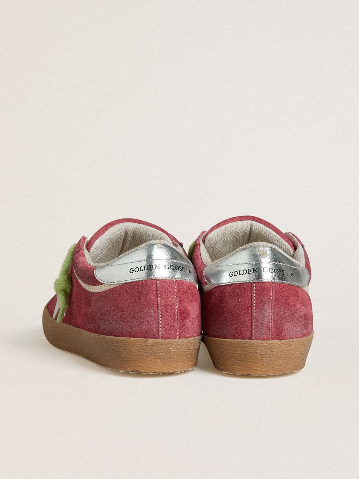 Women’s Super-Star in red suede with white leather star and silver leather heel tab - Golden Goose Women