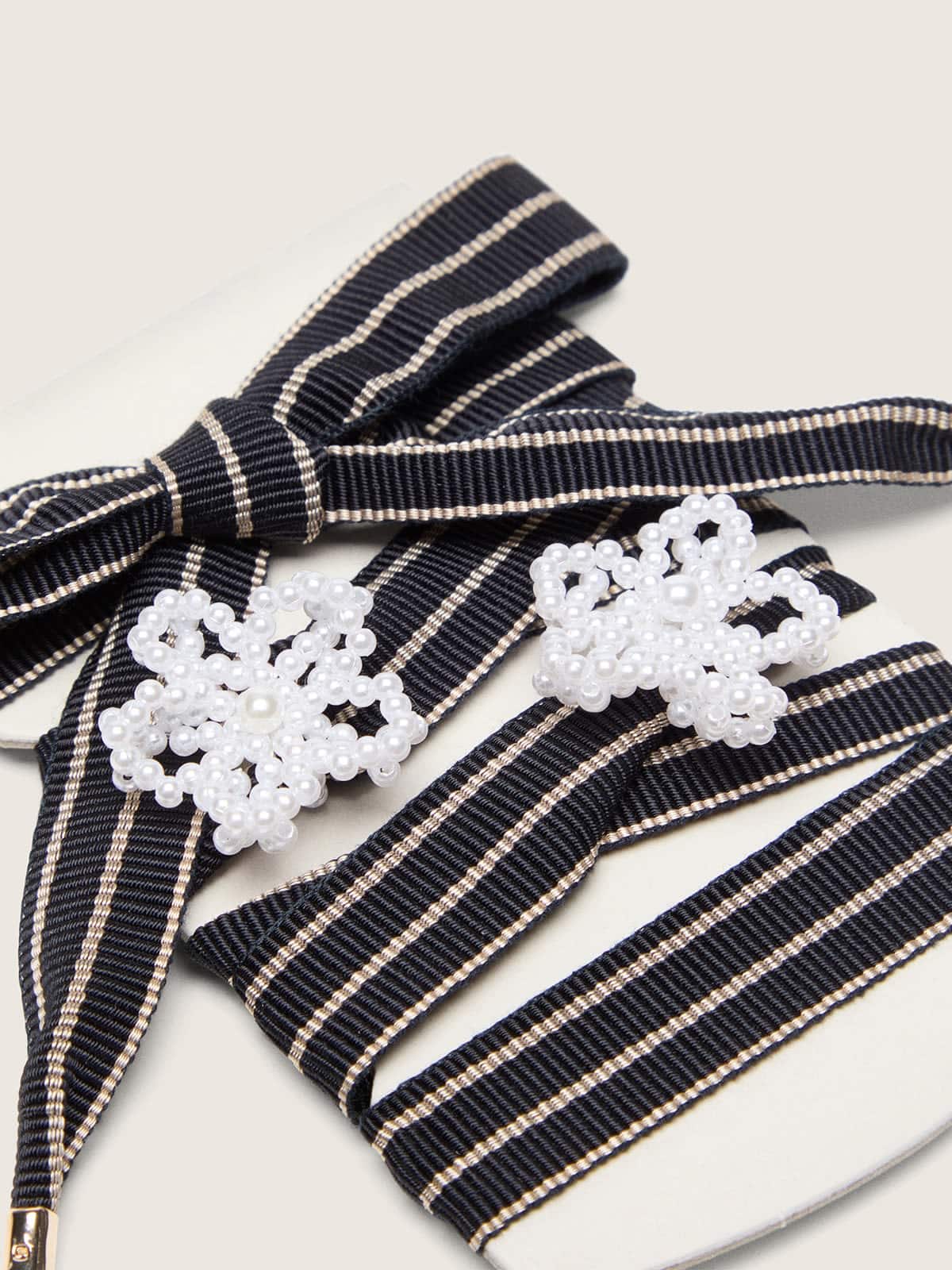 Skins white and dark blue striped laces with beaded charms - Golden Goose Women|Men