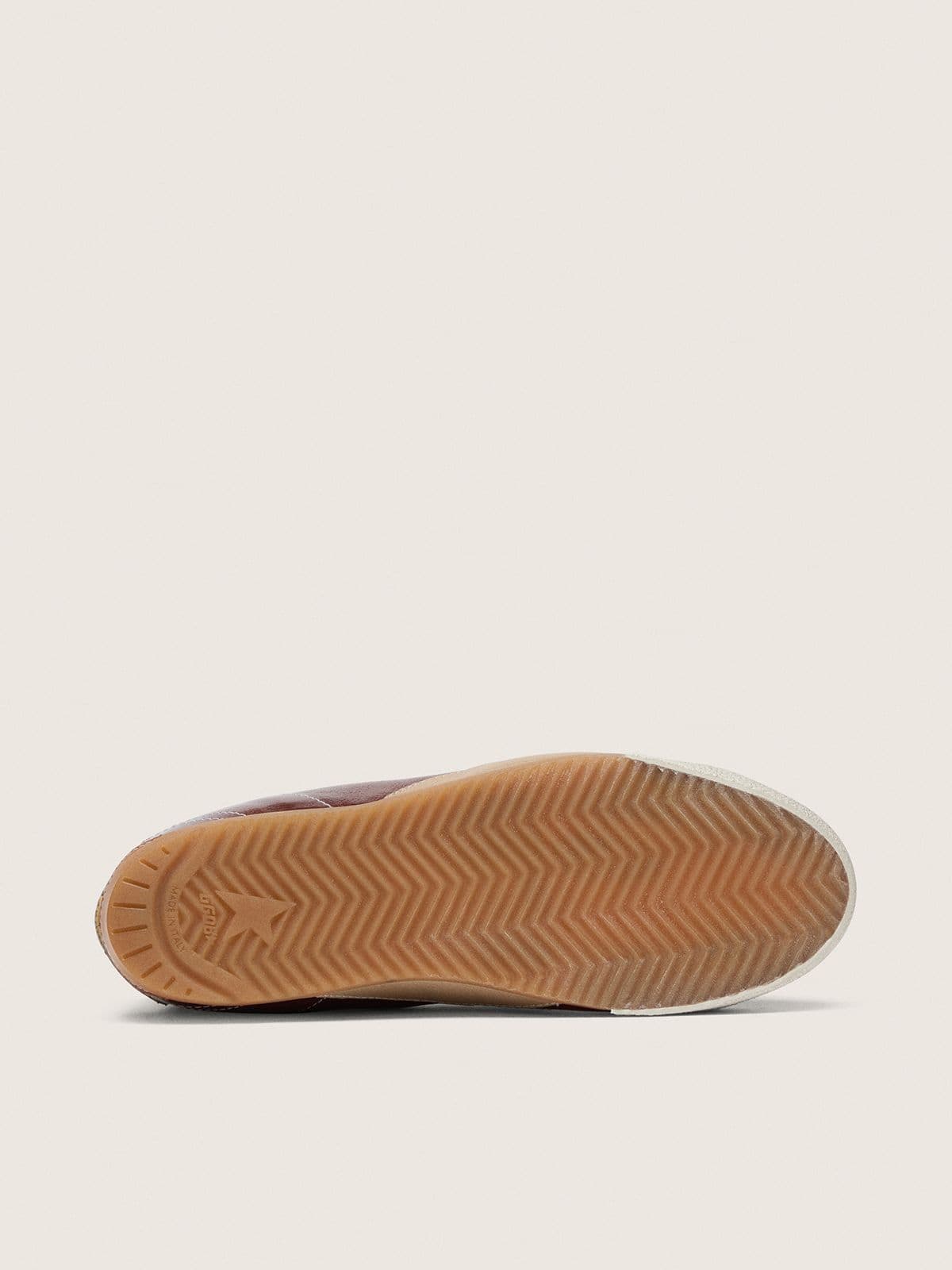 Women's True-Star in burgundy naplak with suede star and silver nappa heel tab - Golden Goose Women