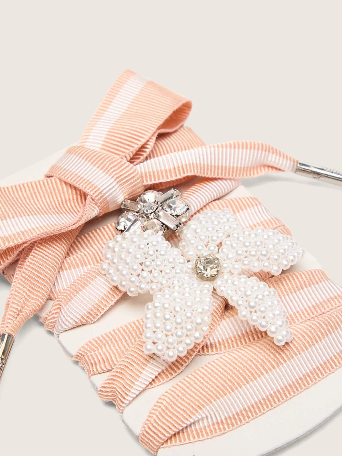 Skins white and pink striped laces with beaded and crystal charms - Golden Goose Women
