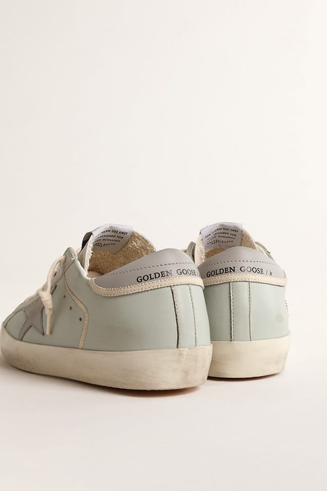 Women’s baby-blue nappa Super-Star with grey leather star and heel tab - Golden Goose Women