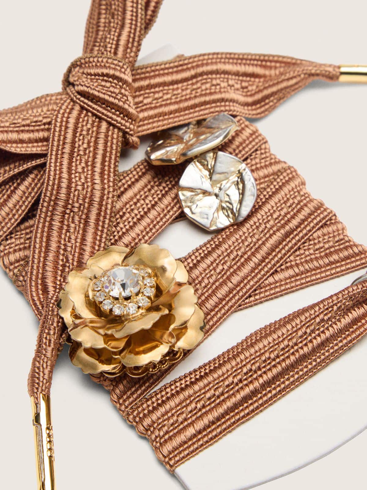 Skins burgundy and peach embroidered laces embellished with charms - Golden Goose Women|Men