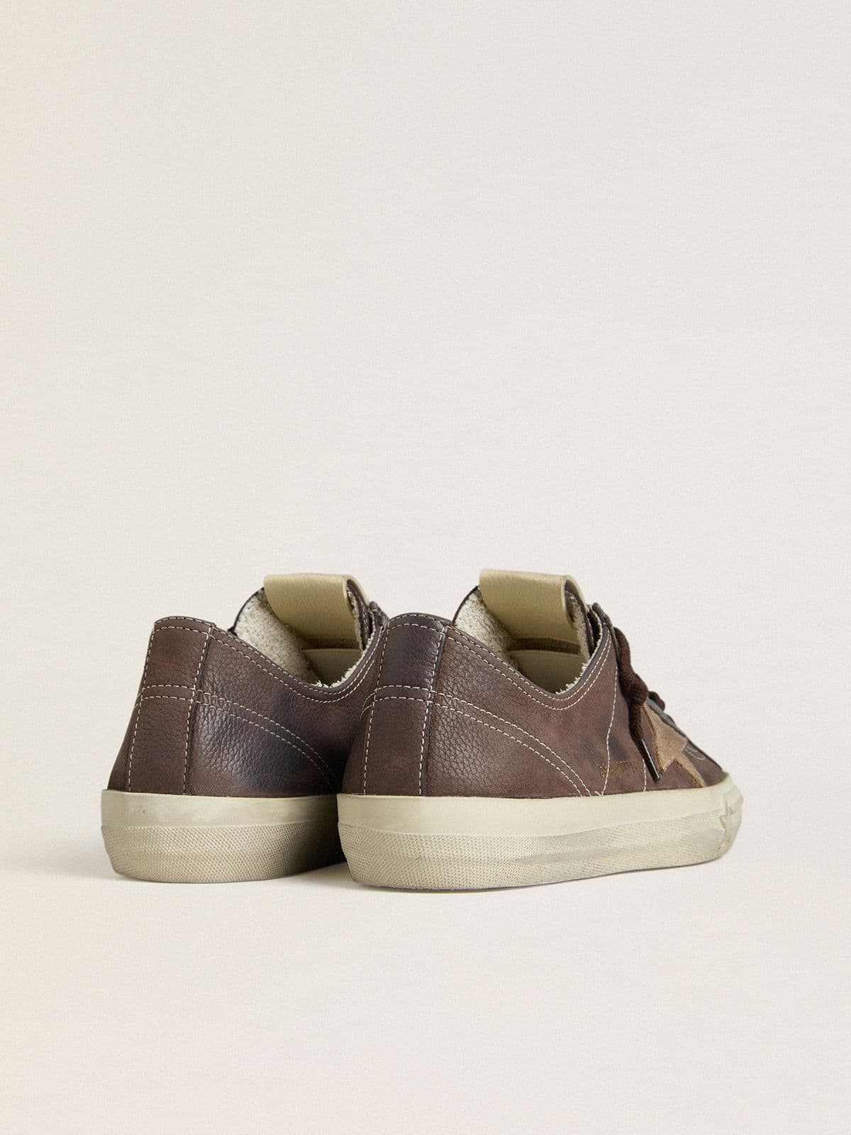 Women's V-Star in brown nubuck with tobacco-colored suede star - Golden Goose Women
