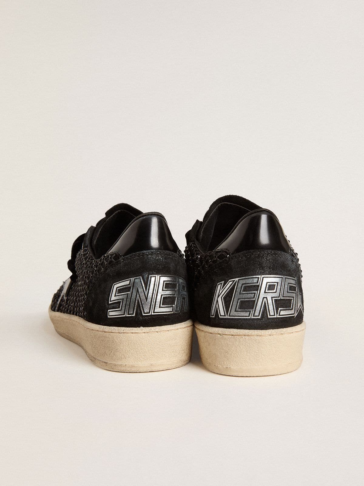 Women’s Ball Star in mesh with Swarovski crystals and black laminated leather star and heel tab - Golden Goose Women