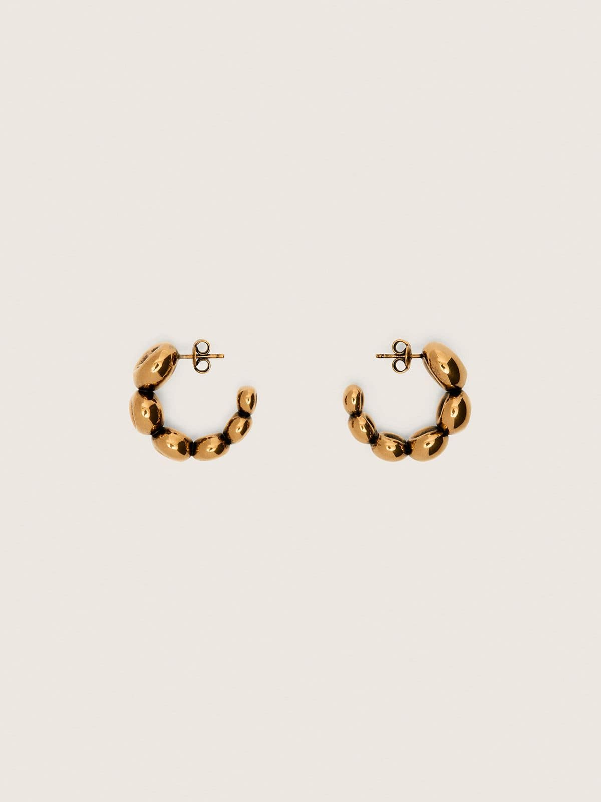 Hoop earrings with antique gold-colored studs - Golden Goose Women