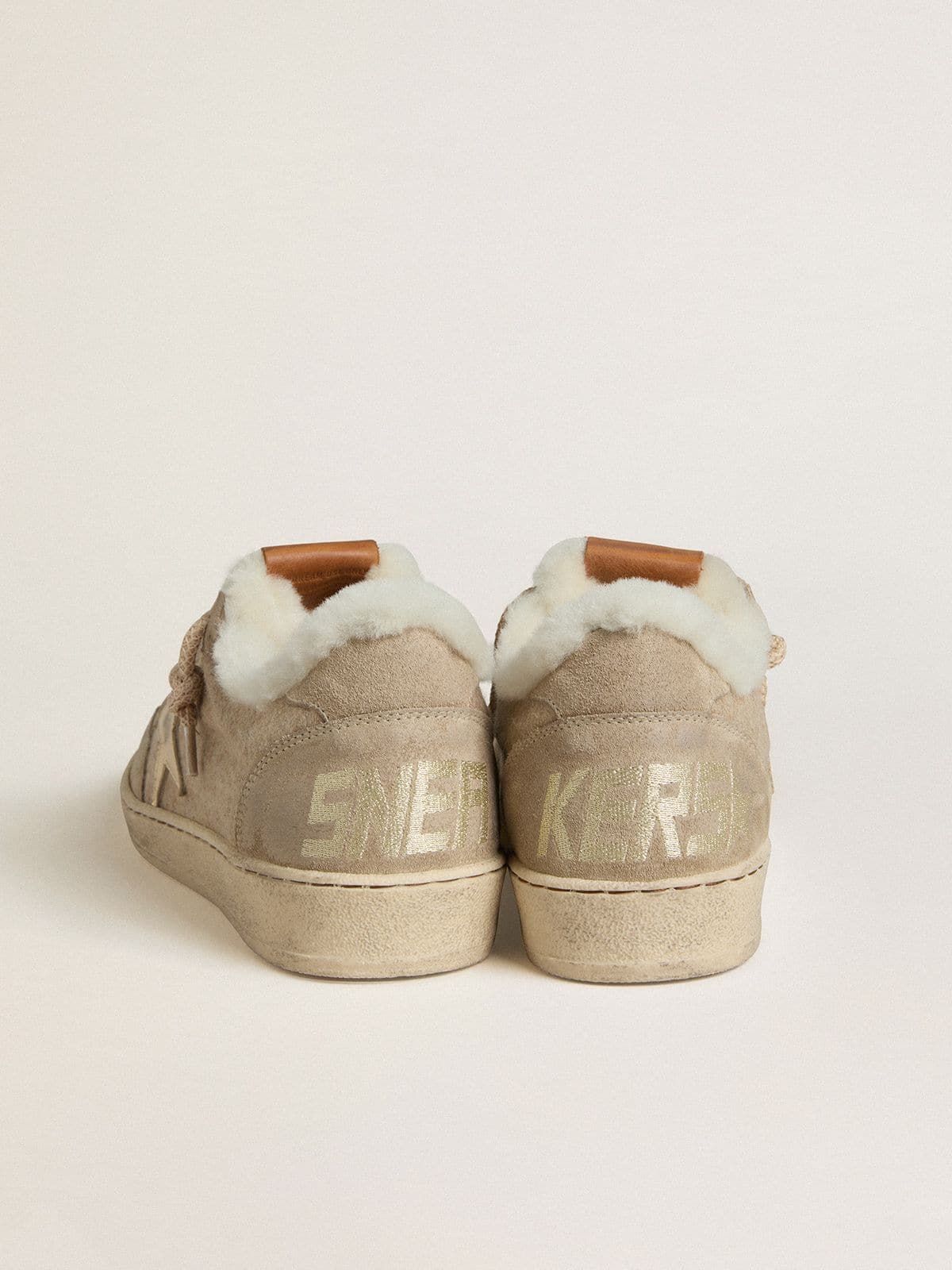 Women's Ball Star in wool with gold leather star and white shearling lining - Golden Goose Women