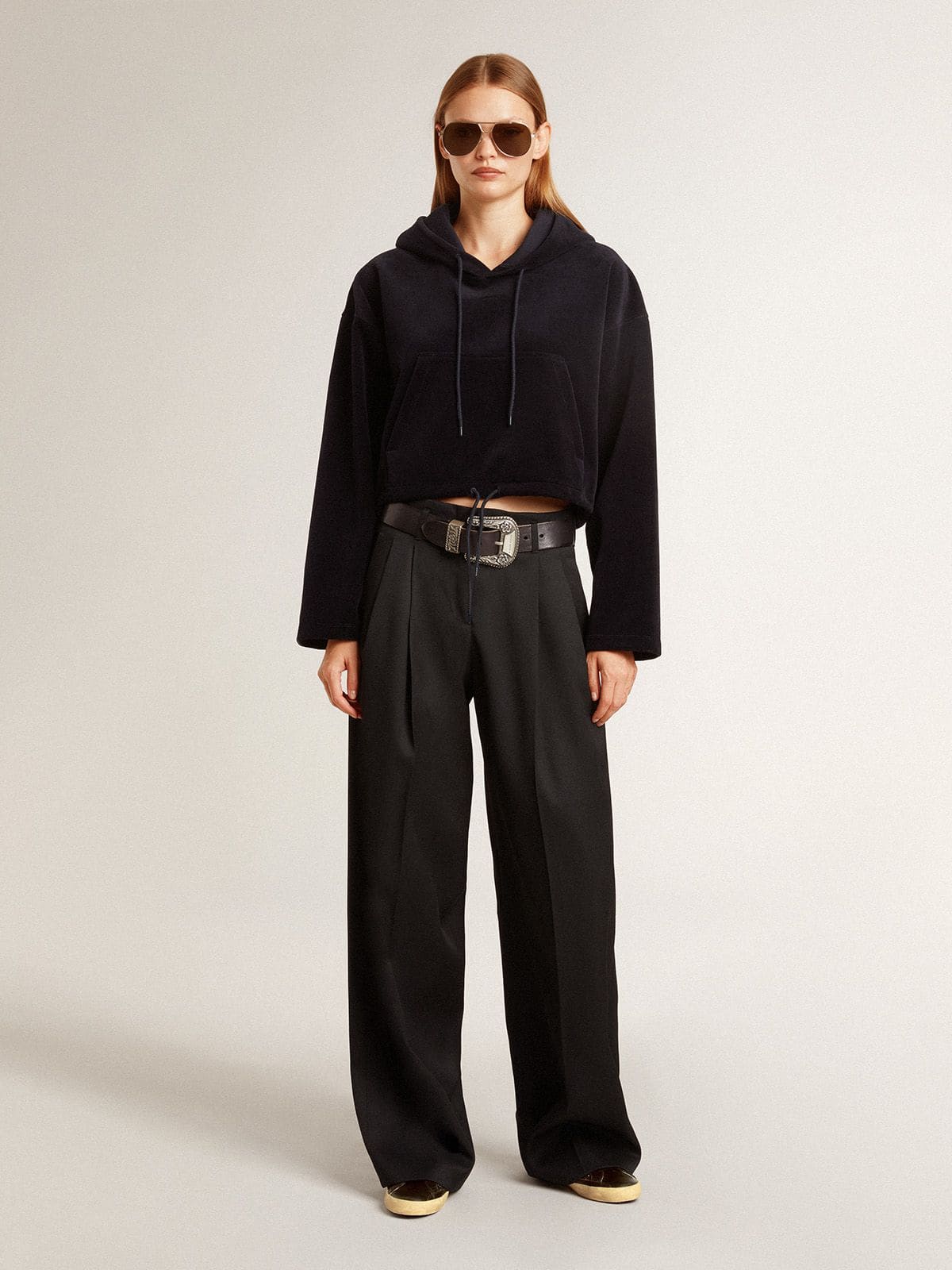 Women's Super-Star in black glitter with black suede star and leather inserts - Golden Goose Women