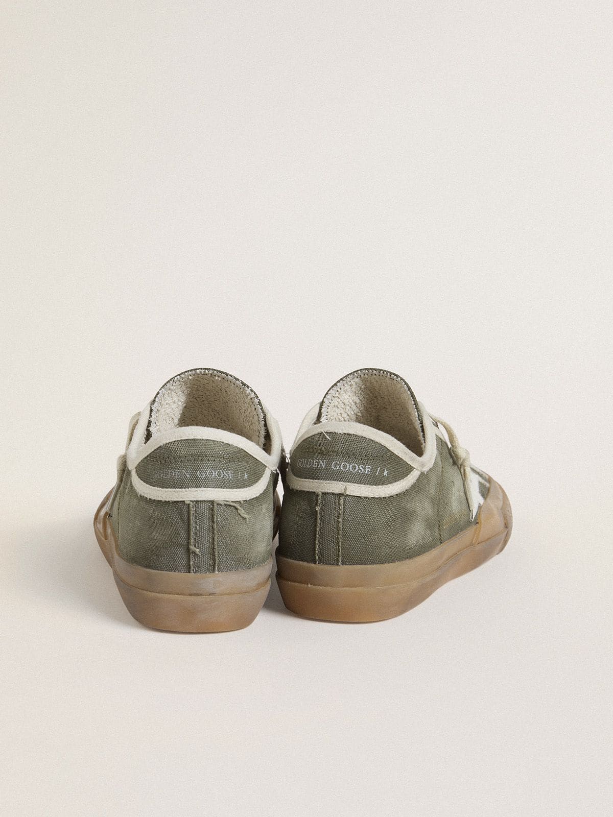 Women’s Super-Star LTD in green canvas with white leather star - Golden Goose Women