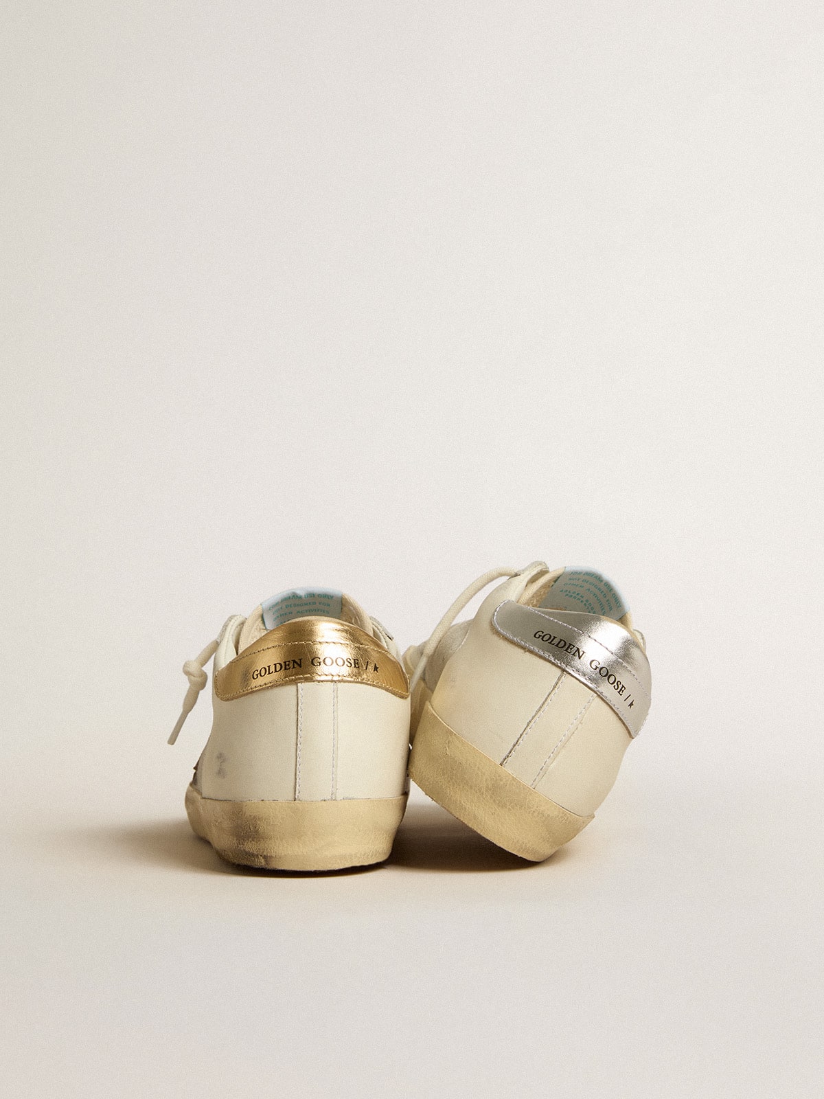 Super-Star in white leather and suede with silver and gold leather star - Golden Goose Women