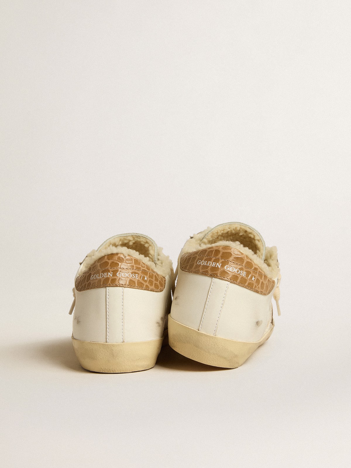 Super-Star with silver leather star and crocodile-print leather heel tab - Golden Goose Women