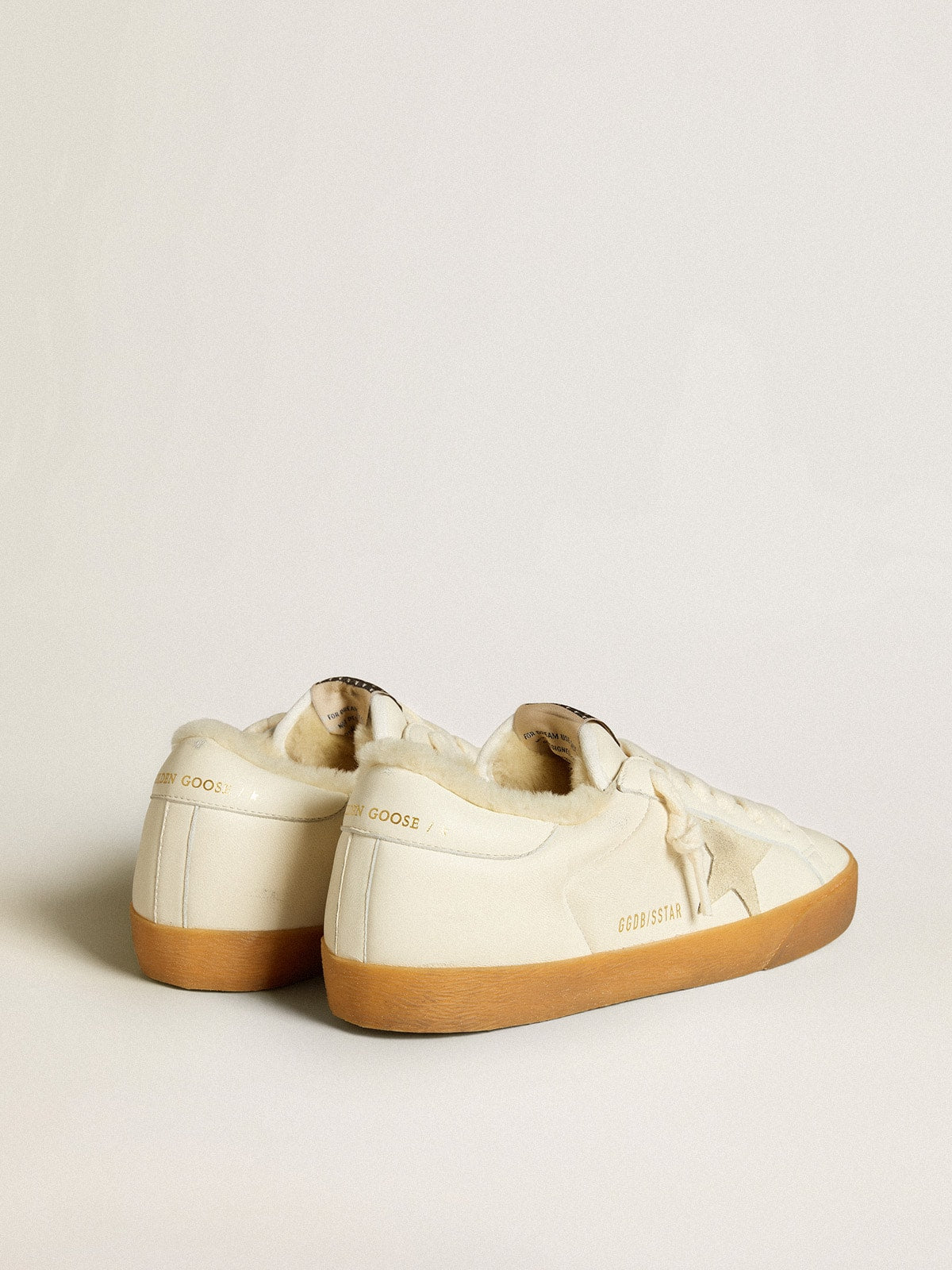 Super-Star in white nappa with suede star and shearling lining - Golden Goose Women