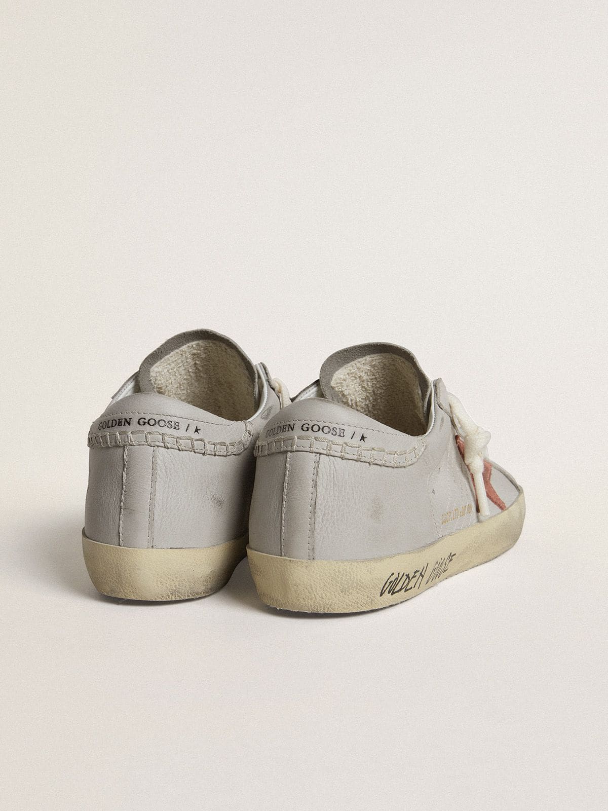 Women's Super-Star LTD in gray leather with brick-red suede star - Golden Goose Women