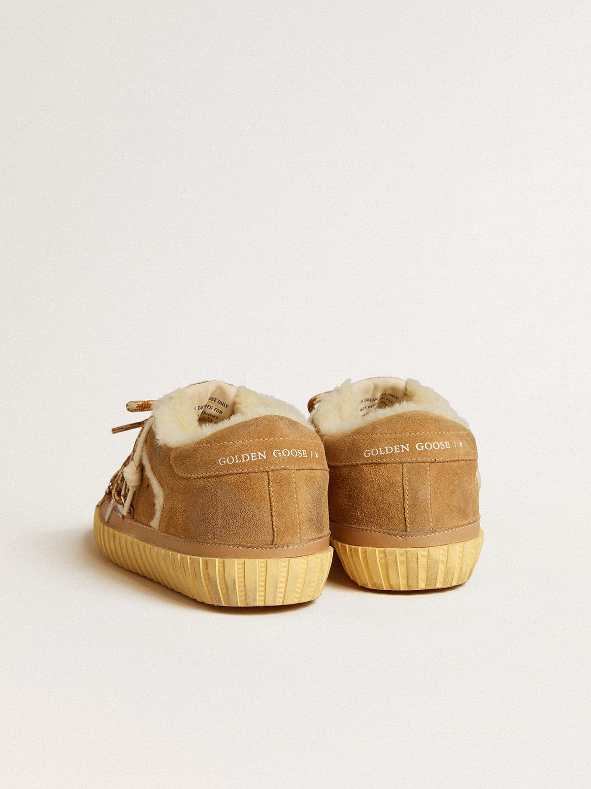 Super-Star in beige suede and shearling with metallic leather star - Golden Goose Women