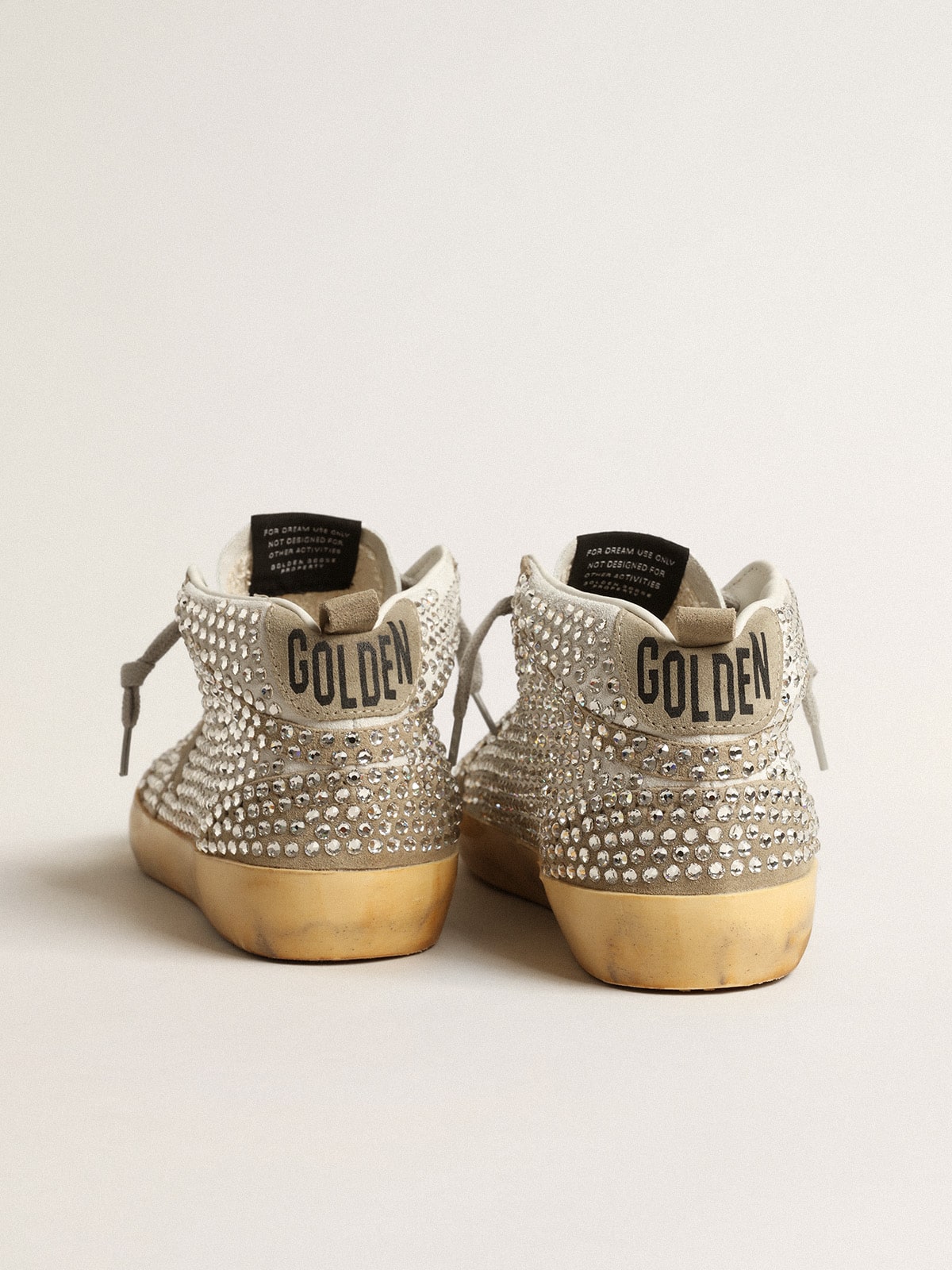 Women’s Mid Star in white and dove-gray suede with Swarovski crystals - Golden Goose Women