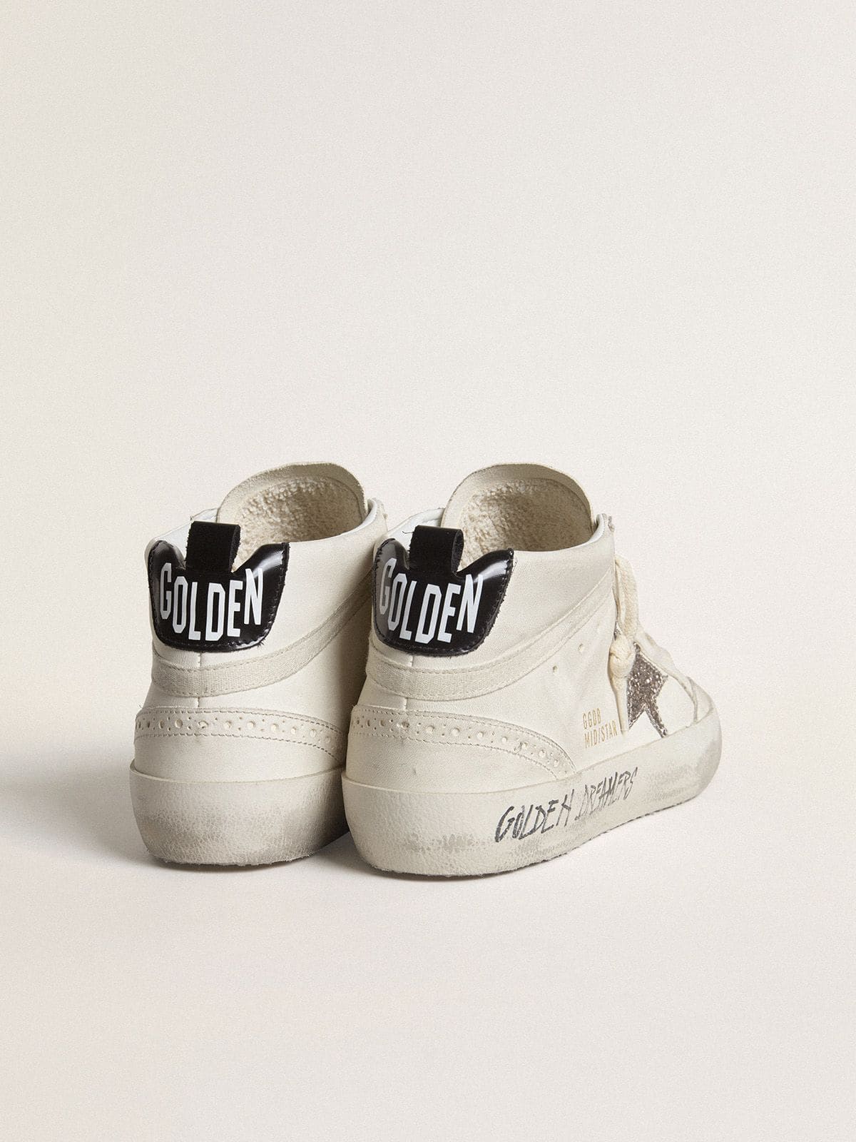 Women's Mid Star with silver glitter star and black laminated heel tab - Golden Goose Women