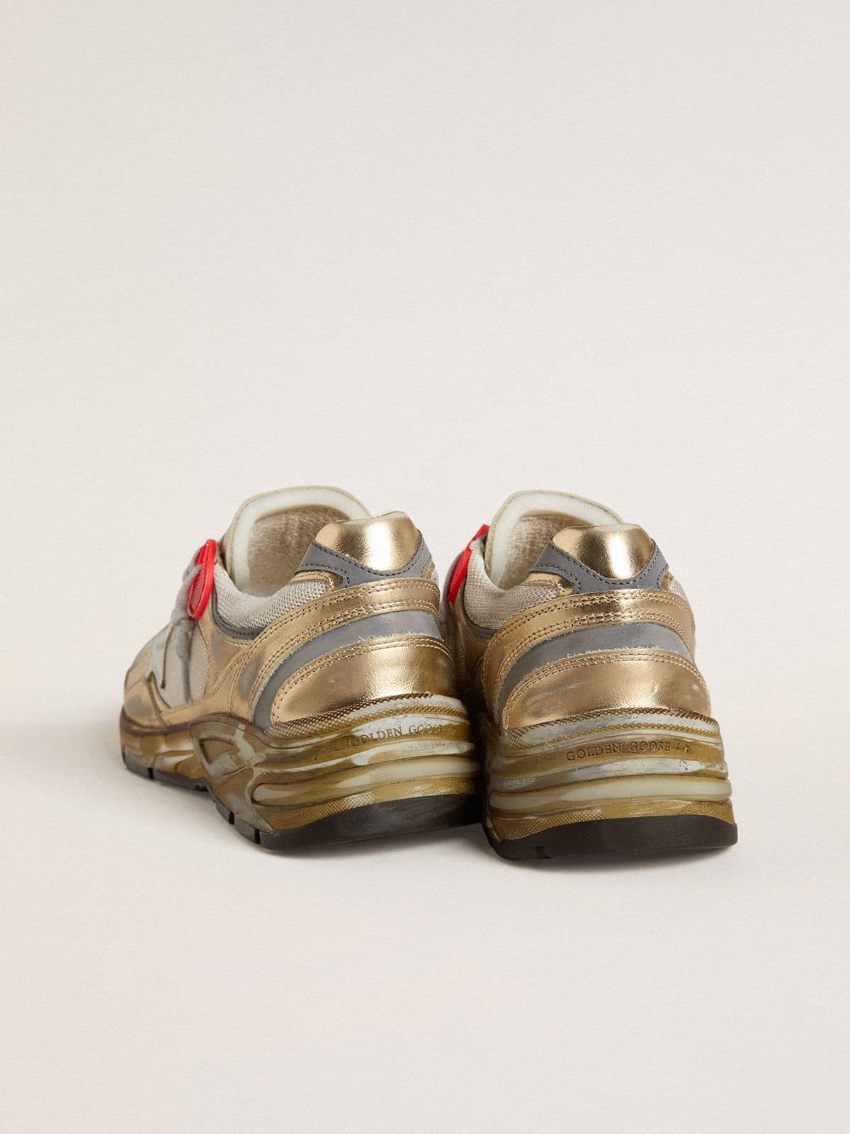 Women's Dad-Star in mesh and gold foiled leather with white leather star - Golden Goose Women