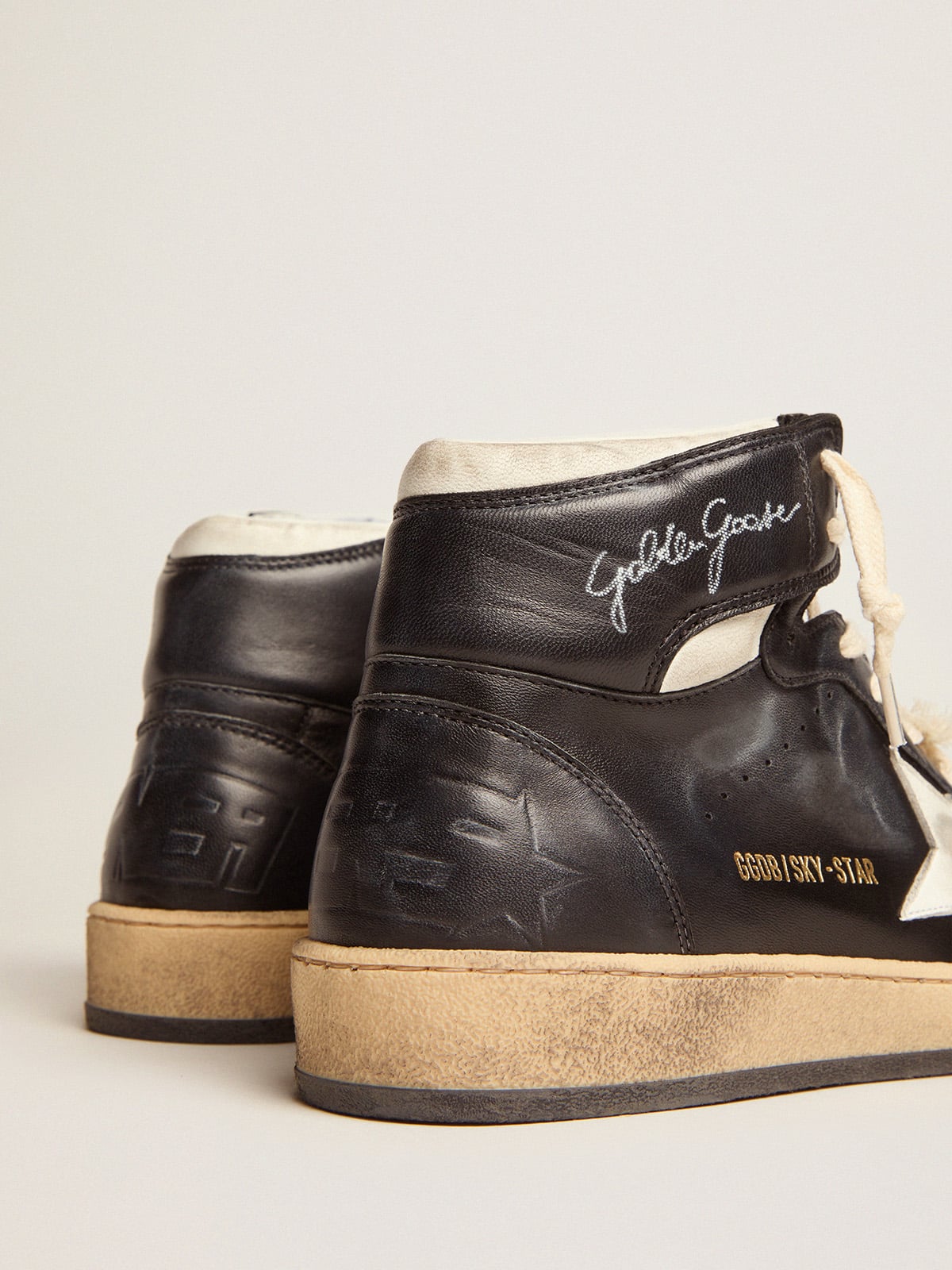 Women's Sky-Star in black nappa with white star - Golden Goose Women
