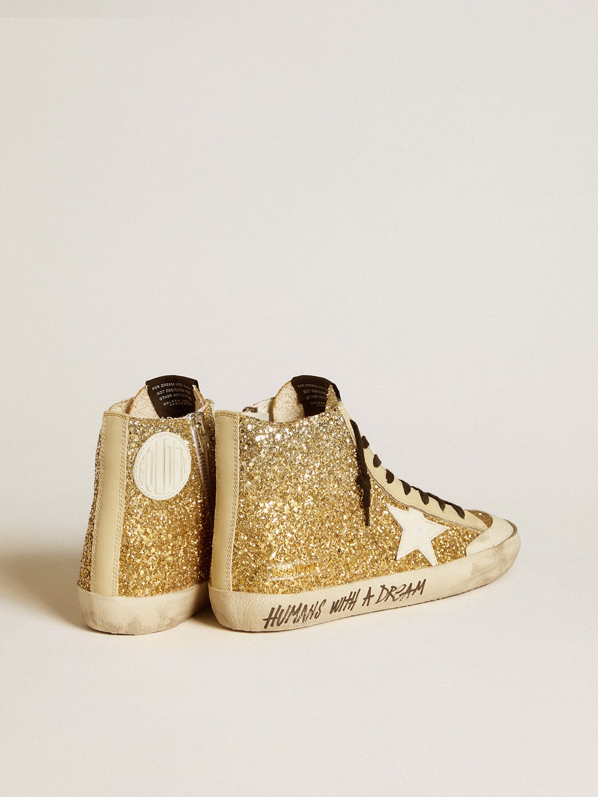 Francy Penstar in gold glitter with white leather star - Golden Goose Women