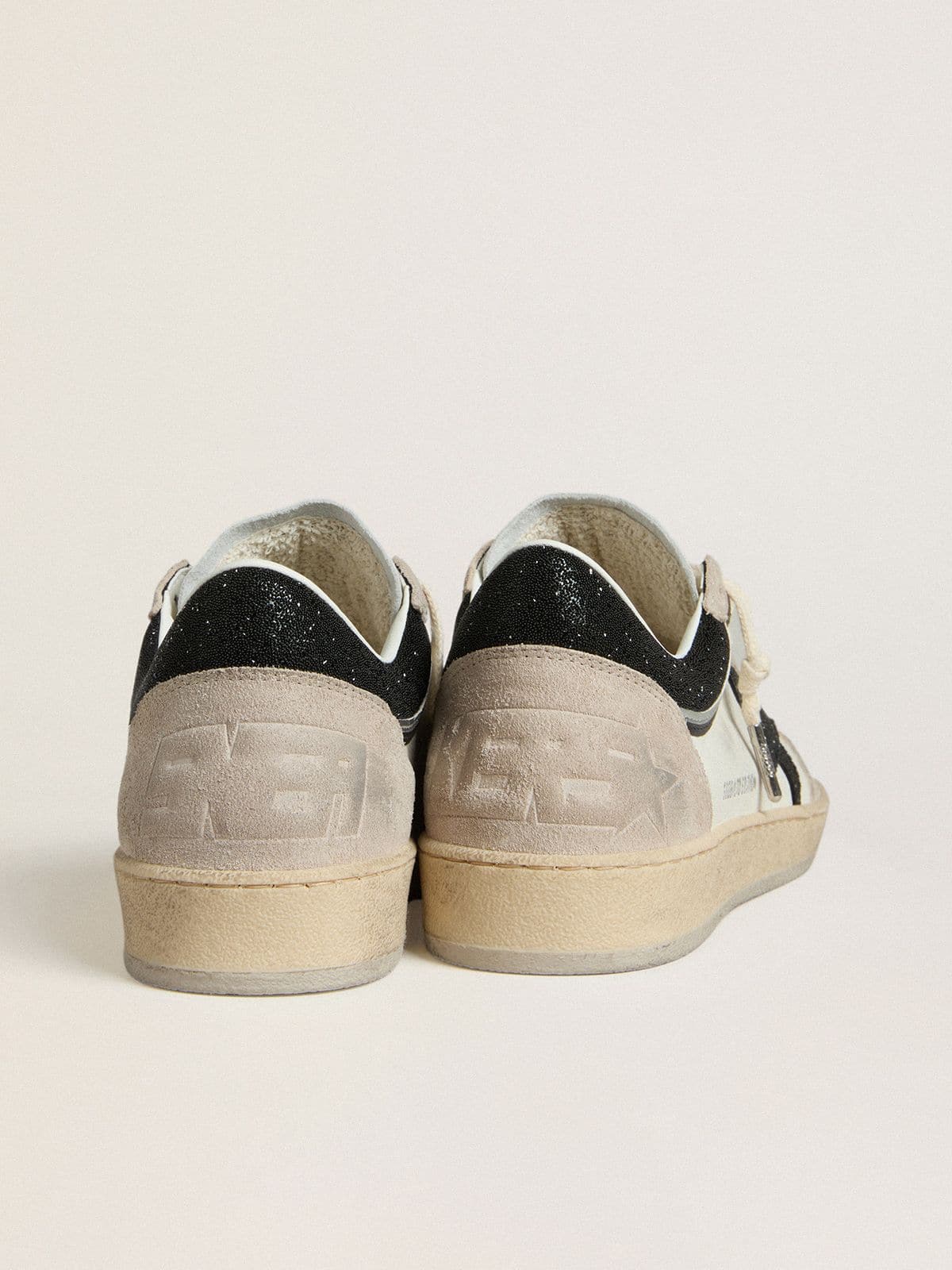 Women's Ball Star LTD in nappa with black crystal star and beige suede inserts - Golden Goose Women