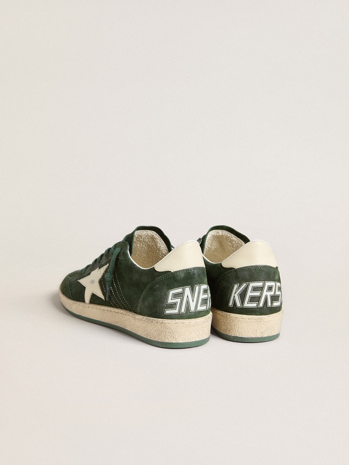 Women's Ball Star in green suede with white leather star and heel tab - Golden Goose Women