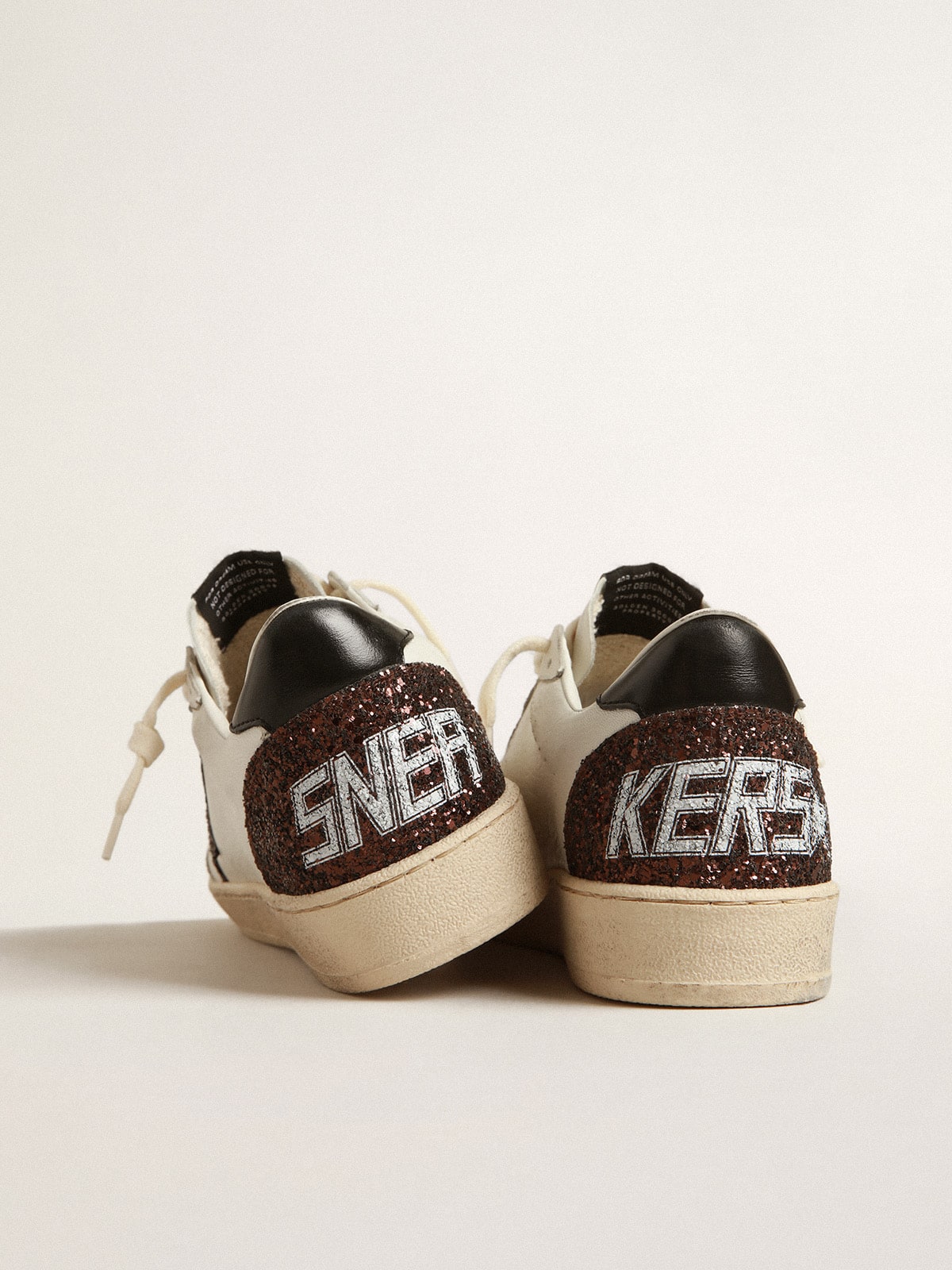 Ball Star in nappa with glitter star and black nappa heel tab - Golden Goose Women