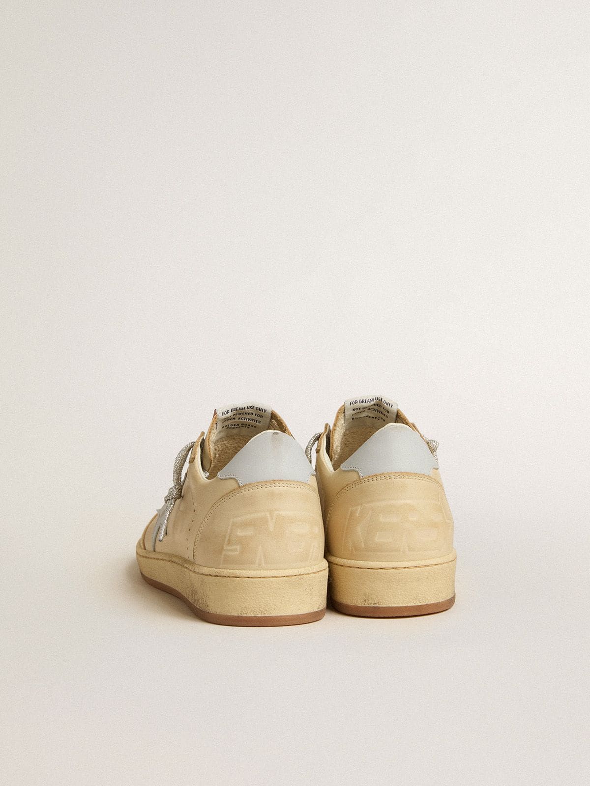 Women's Ball Star LTD in cream-colored leather with light gray leather star and heel tab - Golden Goose Women