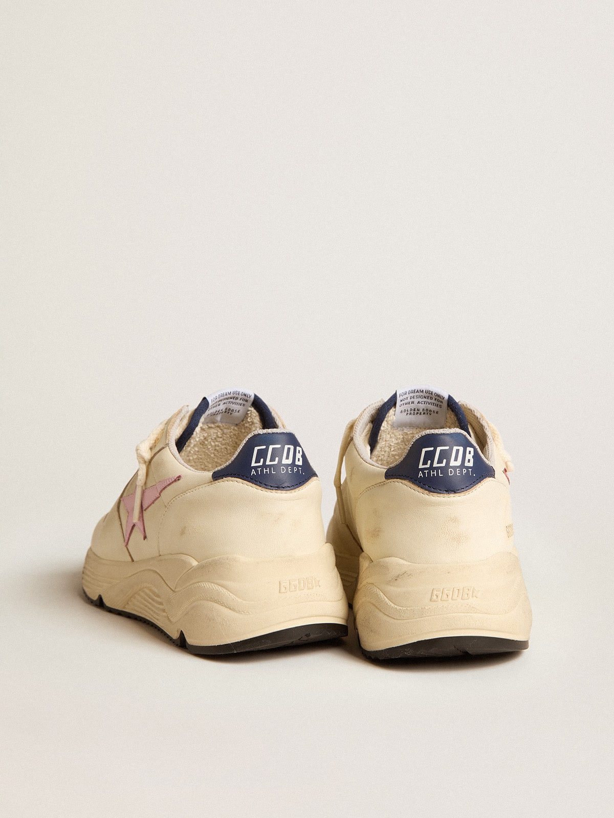 Women's Running Sole in nappa leather with pink leather star and blue leather heel tab - Golden Goose Women