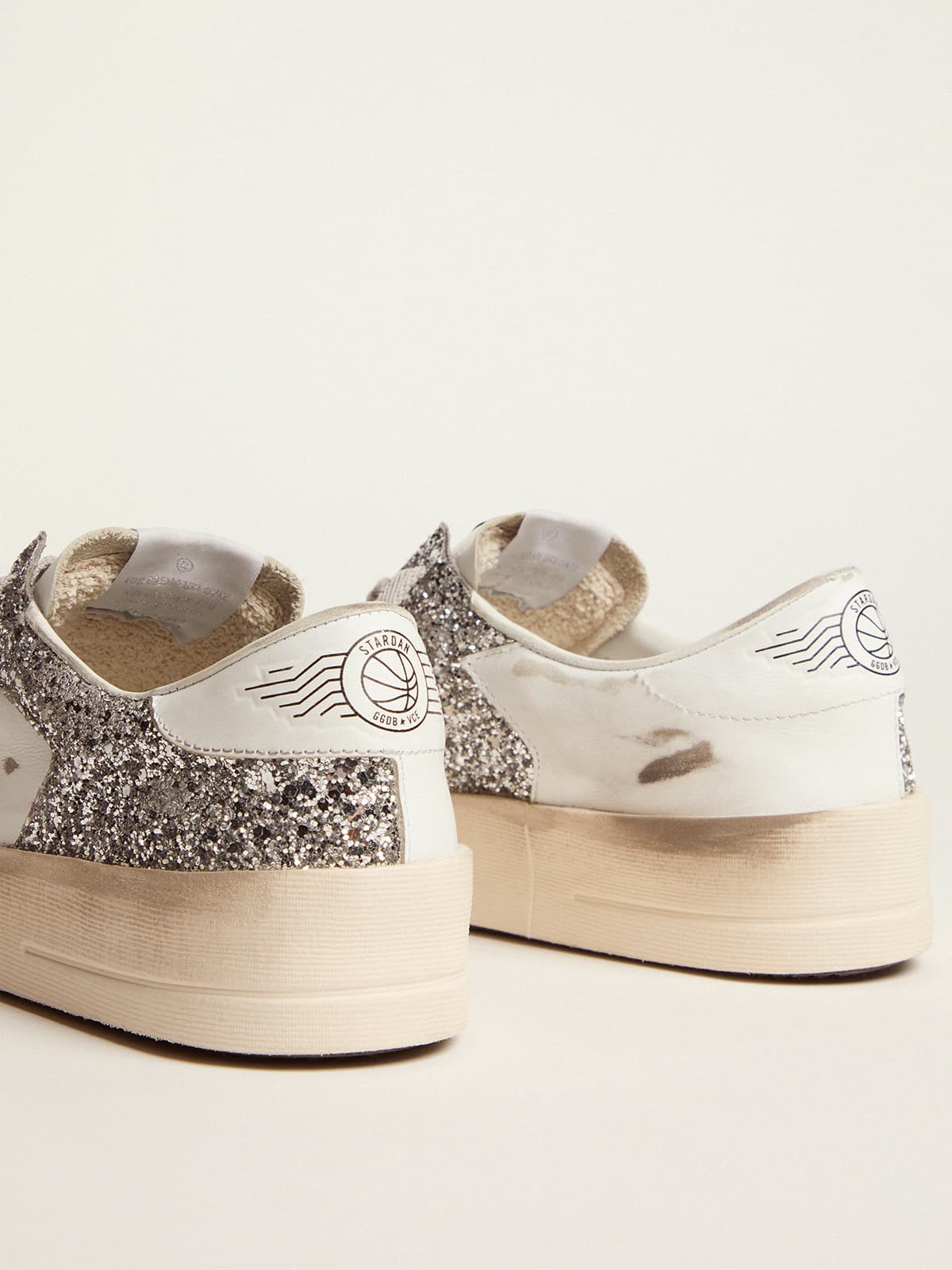 Women’s Stardan sneakers with silver glitter | Golden Goose - Golden Goose Women