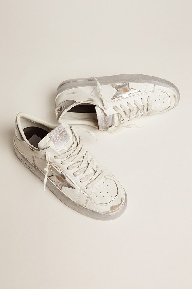 Stardan sneakers with silver metallic leather star and heel tab - Golden Goose Women