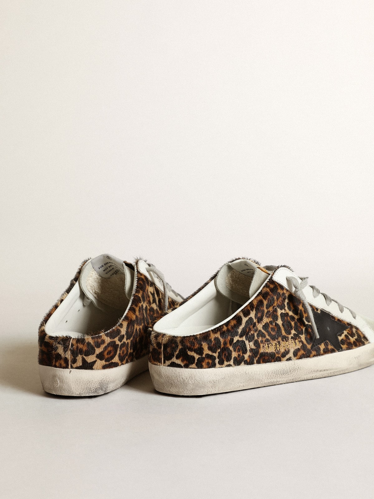 Women's Super-Star Sabot in leopard print pony skin with black star - Golden Goose Women