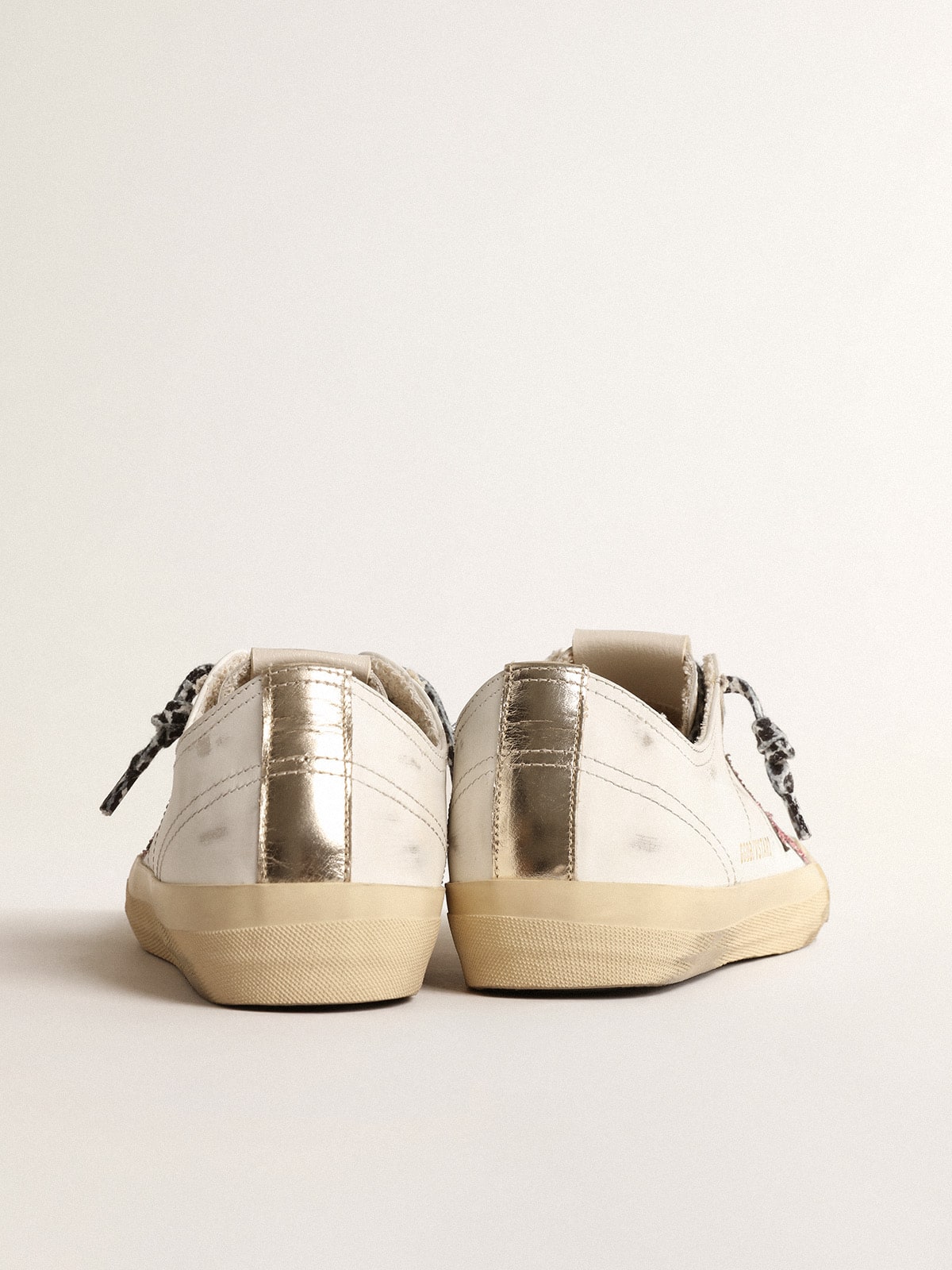 V-Star with pink glitter star and metallic leather heel tab - Golden Goose Women