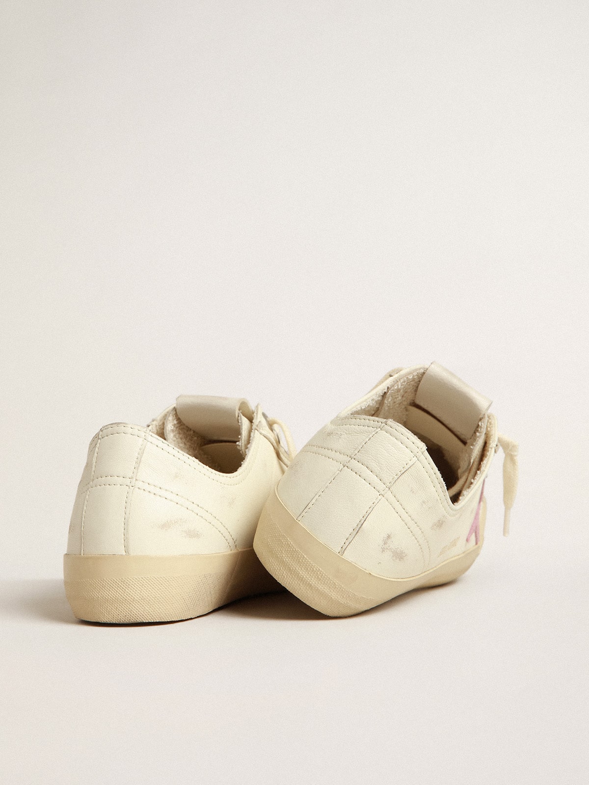 V-Star in beige nappa leather with old-rose suede star - Golden Goose Women