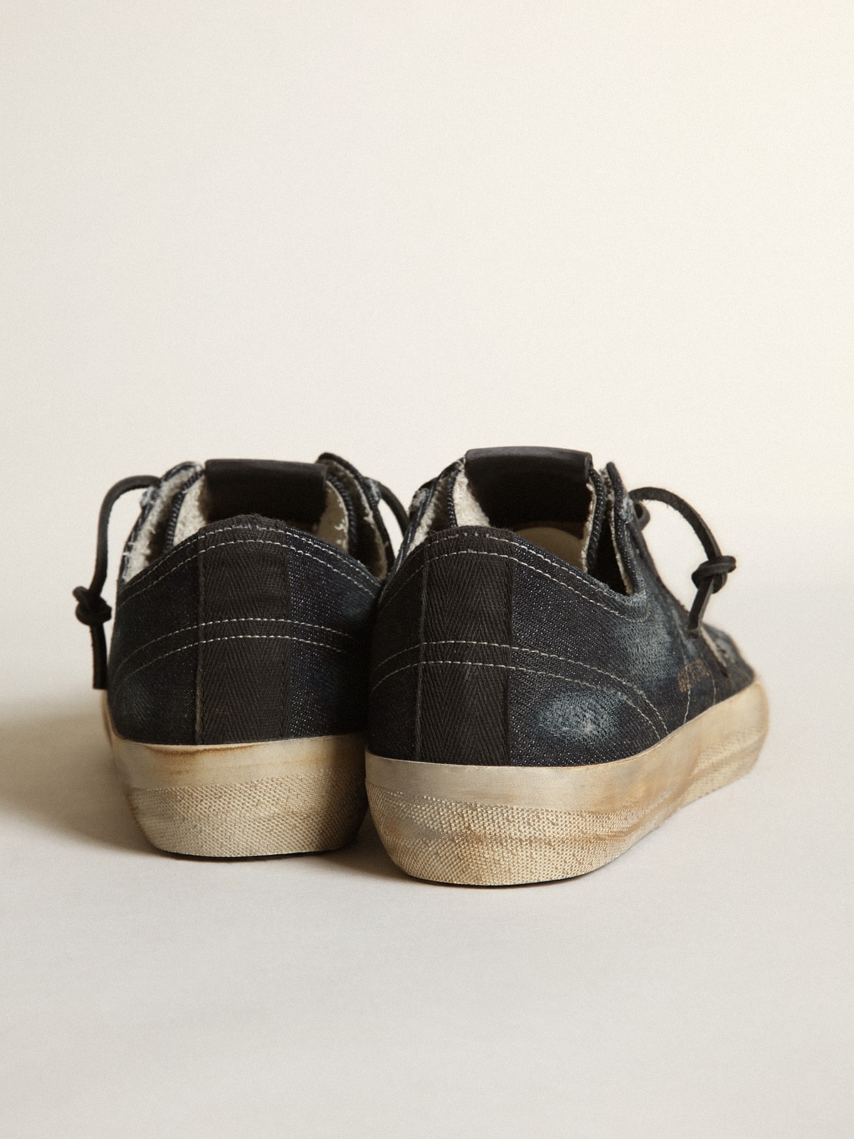 V-Star in midnight-blue denim with black leather star and toe - Golden Goose Women