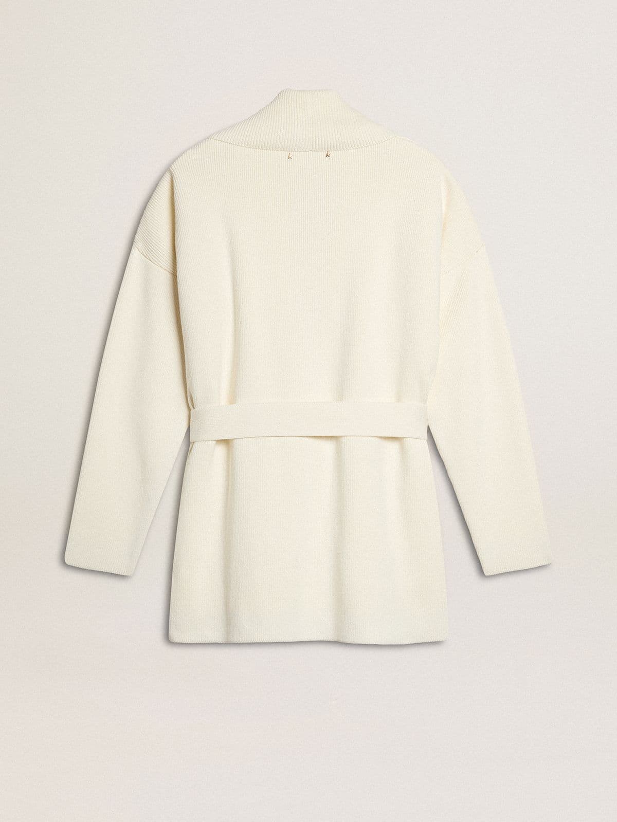 Women's cream-colored cotton cardigan with floral embroidery - Golden Goose Women