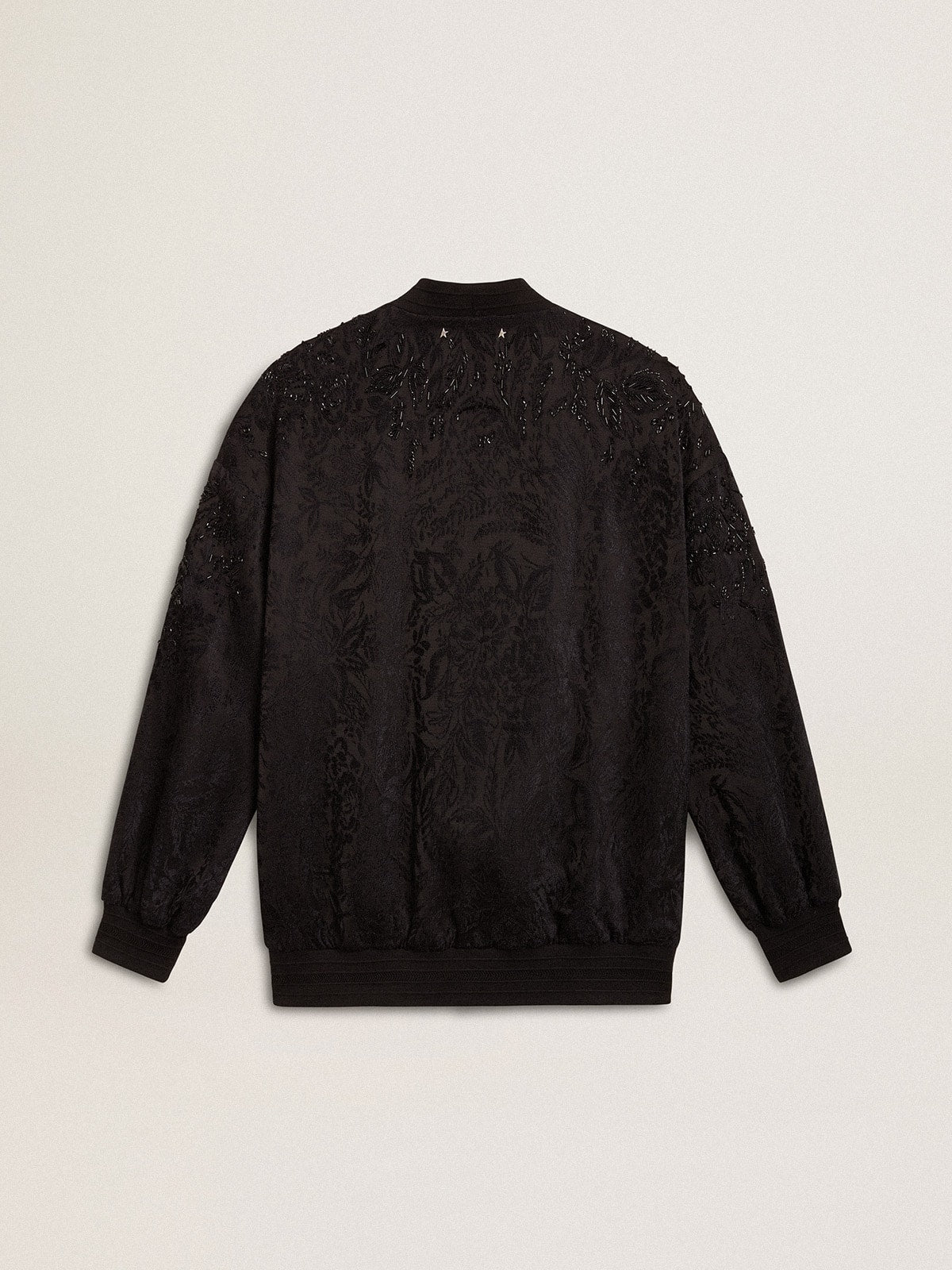 Women's black cardigan with tone-on-tone toile de jouy bead embroidery - Golden Goose Women