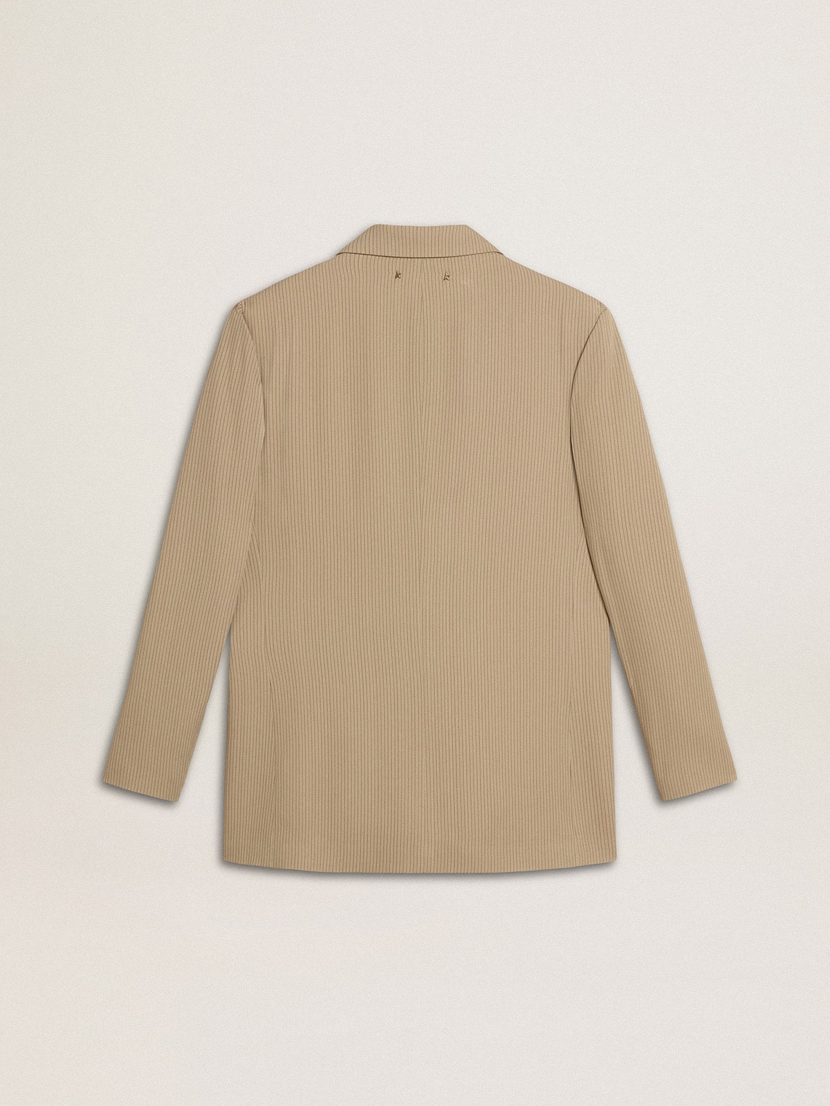 Women's beige pinstripe single-breasted jacket with an oversized fit - Golden Goose Women