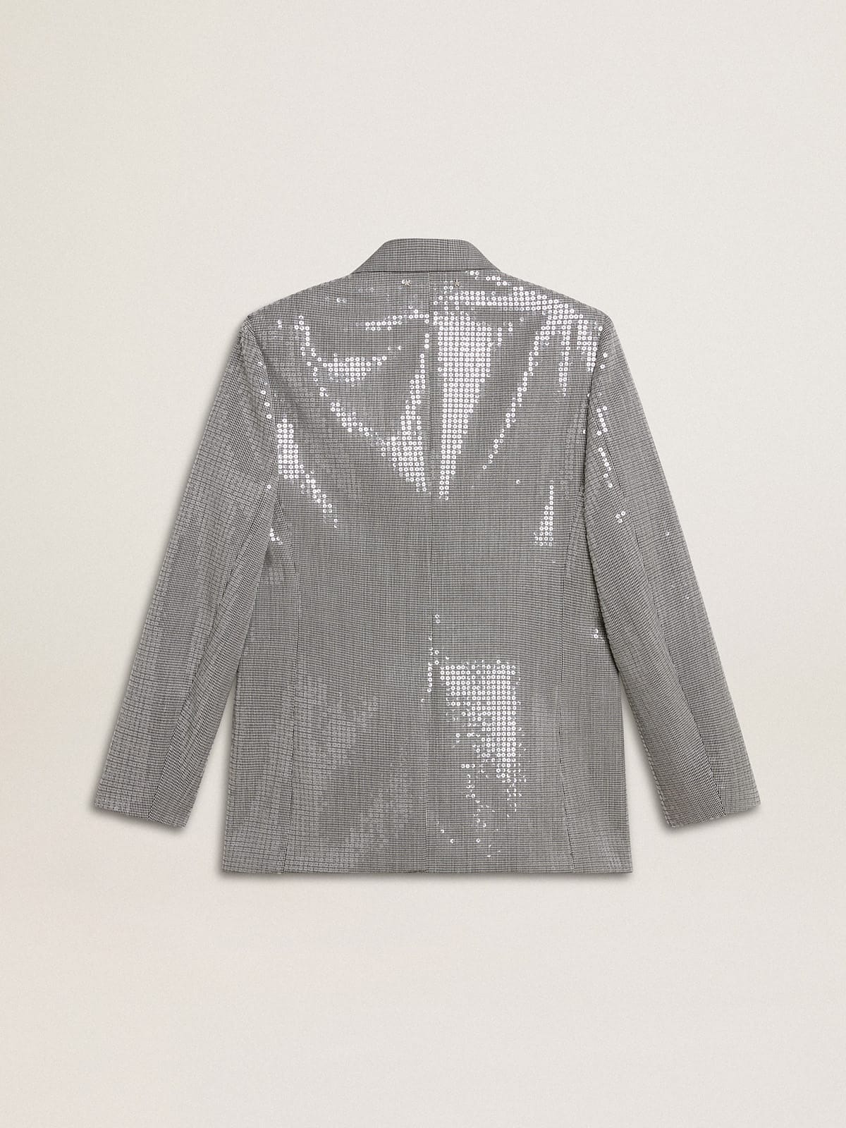 Double-breasted wool boyfriend jacket in micro houndstooth and sequins - Golden Goose Women