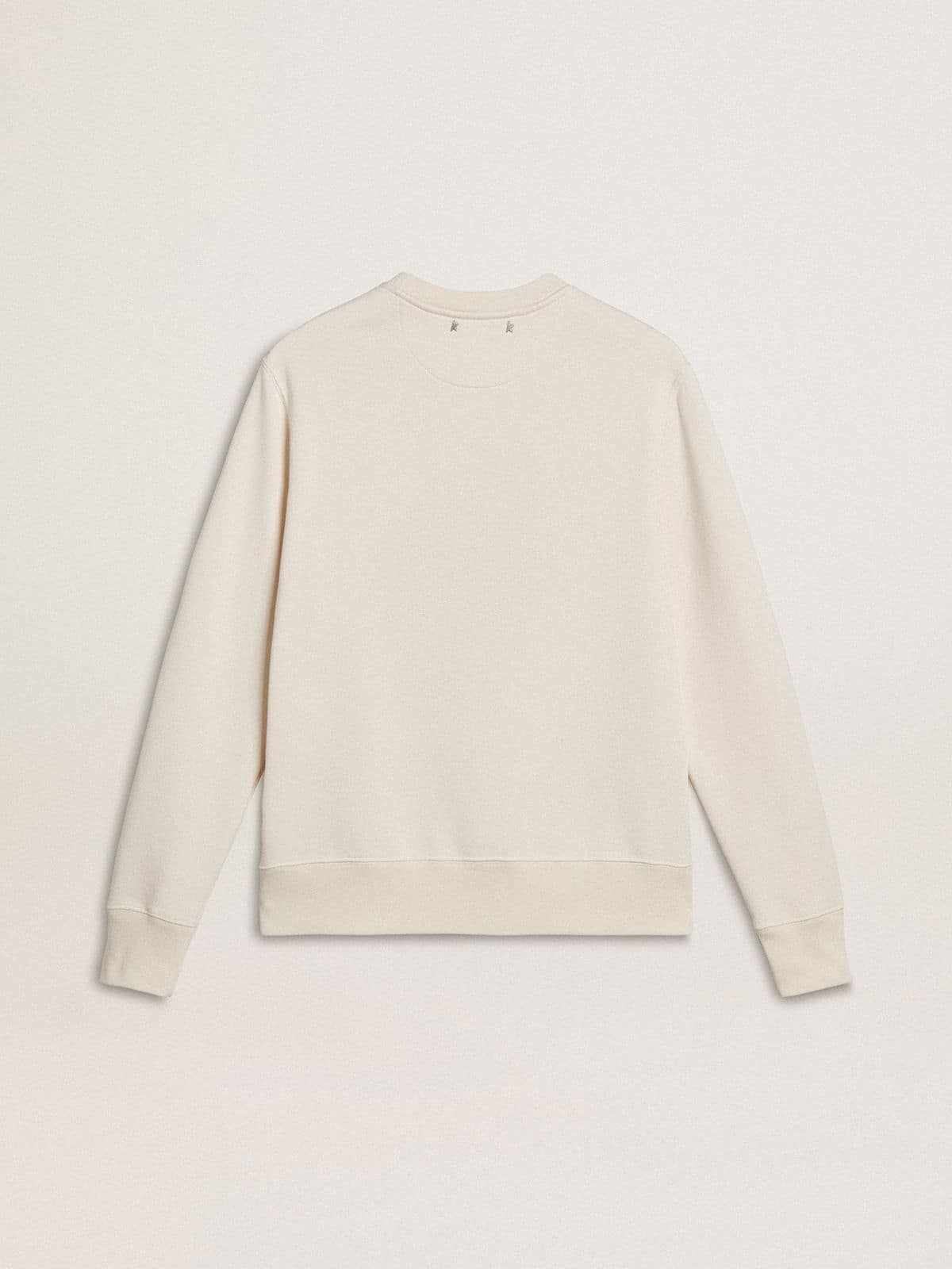 Women’s worn-white cotton sweatshirt with embroidery - Golden Goose Women