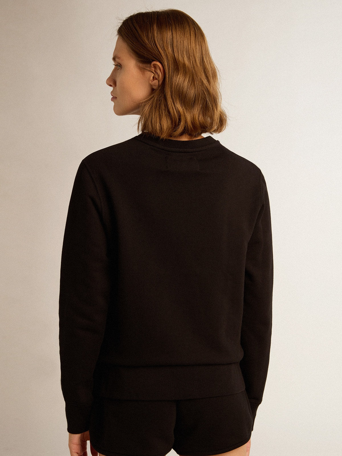Black Athena Star Collection sweatshirt with tone-on-tone star on the front - Golden Goose Women