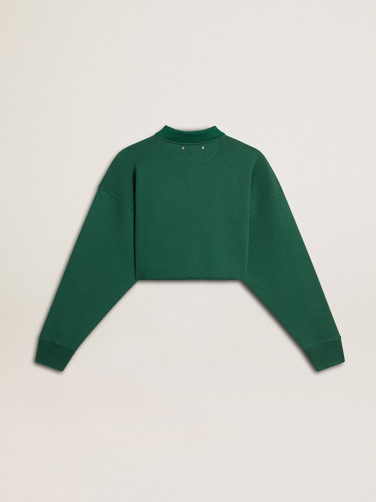 Women's green cropped polo sweatshirt with print - Golden Goose Women