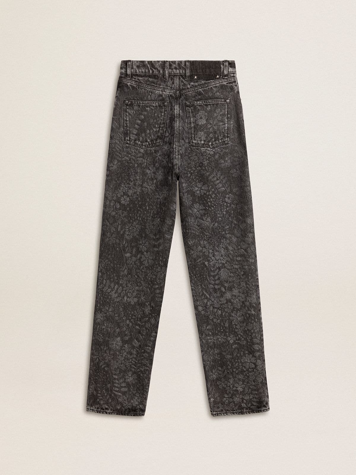 Women's black jeans with a floral motif - Golden Goose Women