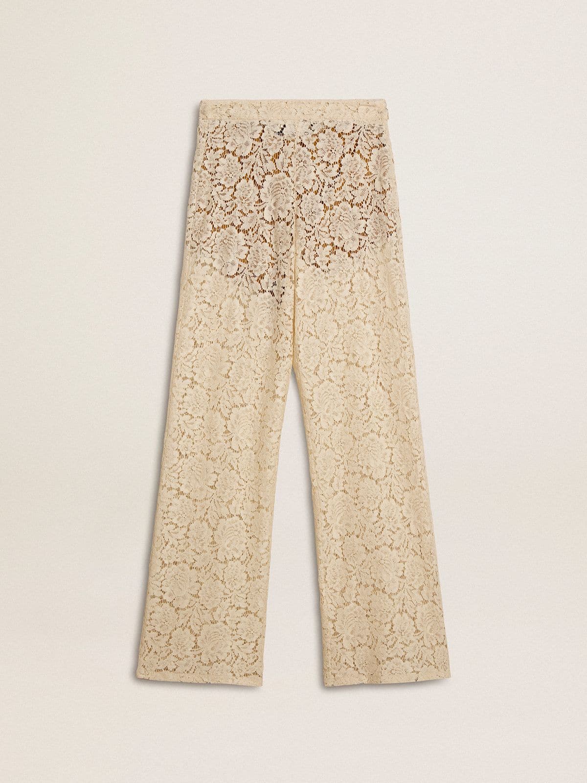 Women's cream-colored see-through lace pants - Golden Goose Women