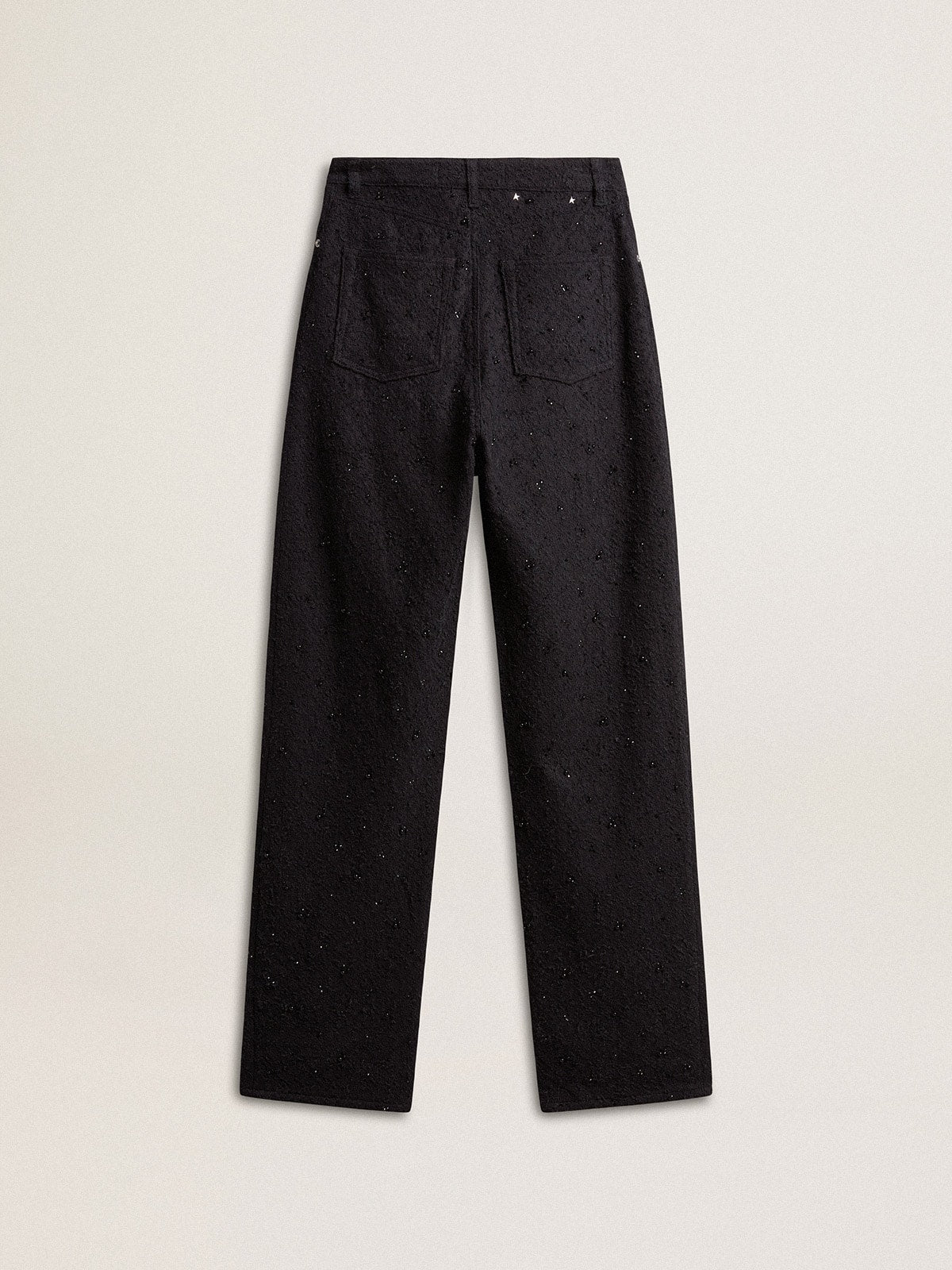 Women’s cotton denim pants with crystal and stone decoration - Golden Goose Women