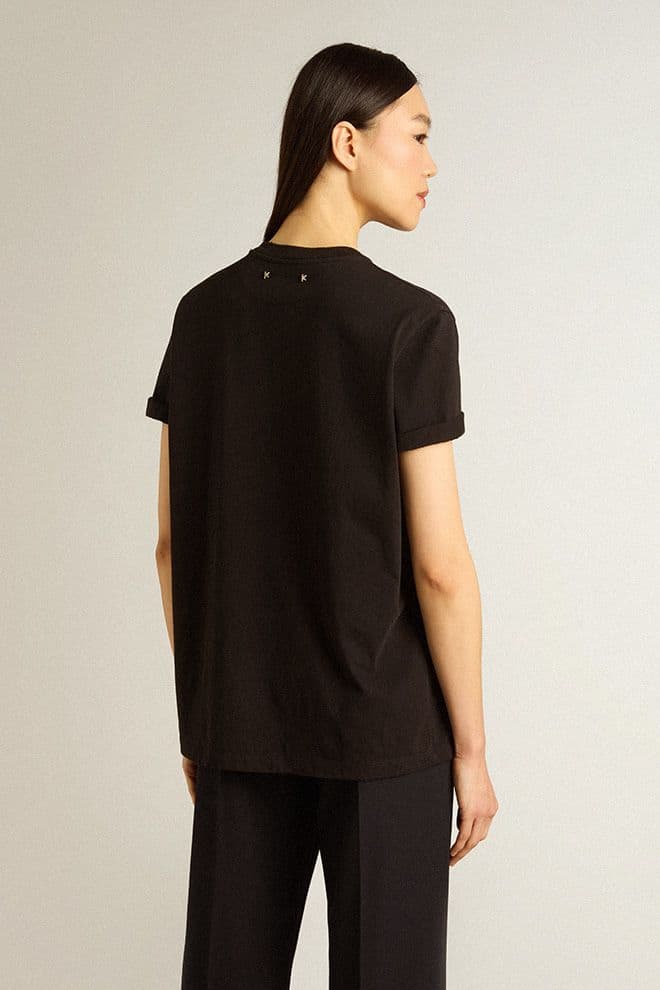 Women’s regular-fit distressed T-shirt in black - Golden Goose Women