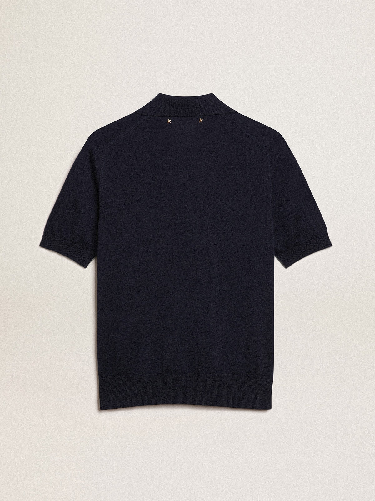 Women’s polo shirt in navy-blue merino wool - Golden Goose Women