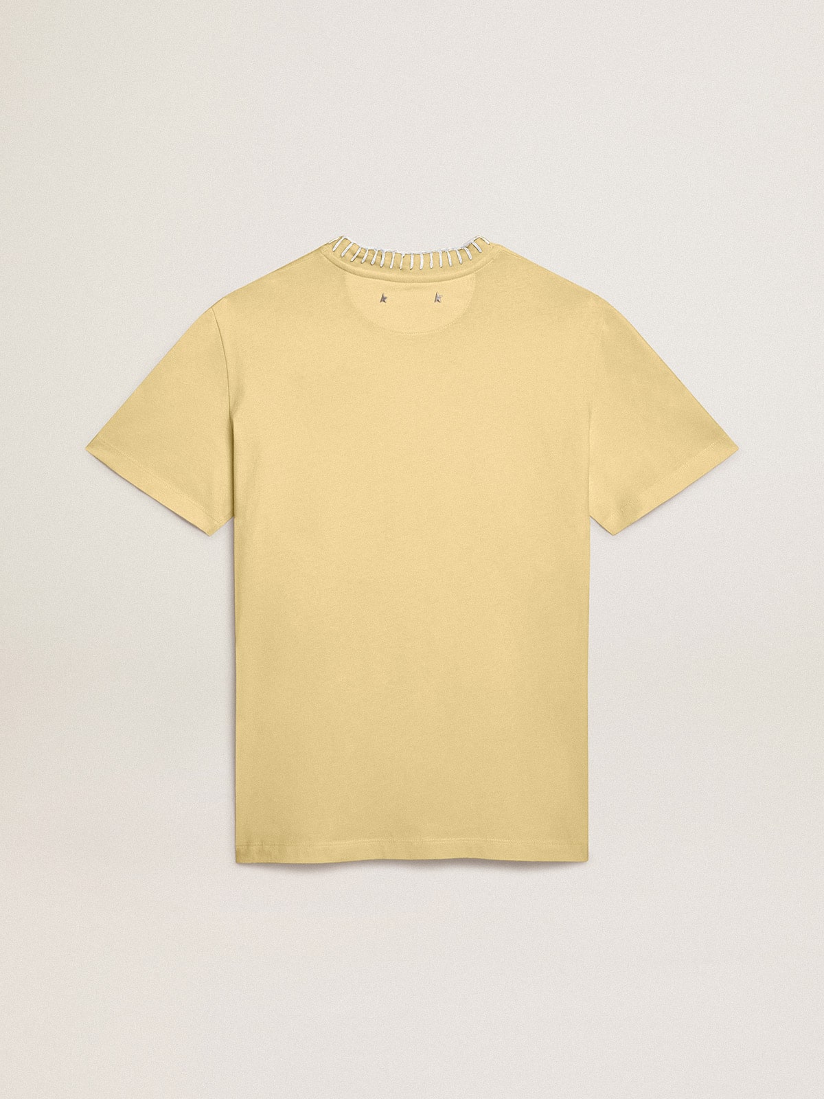 Women's T-shirt in cotton jersey with embroidery on the neck and heart - Golden Goose Women