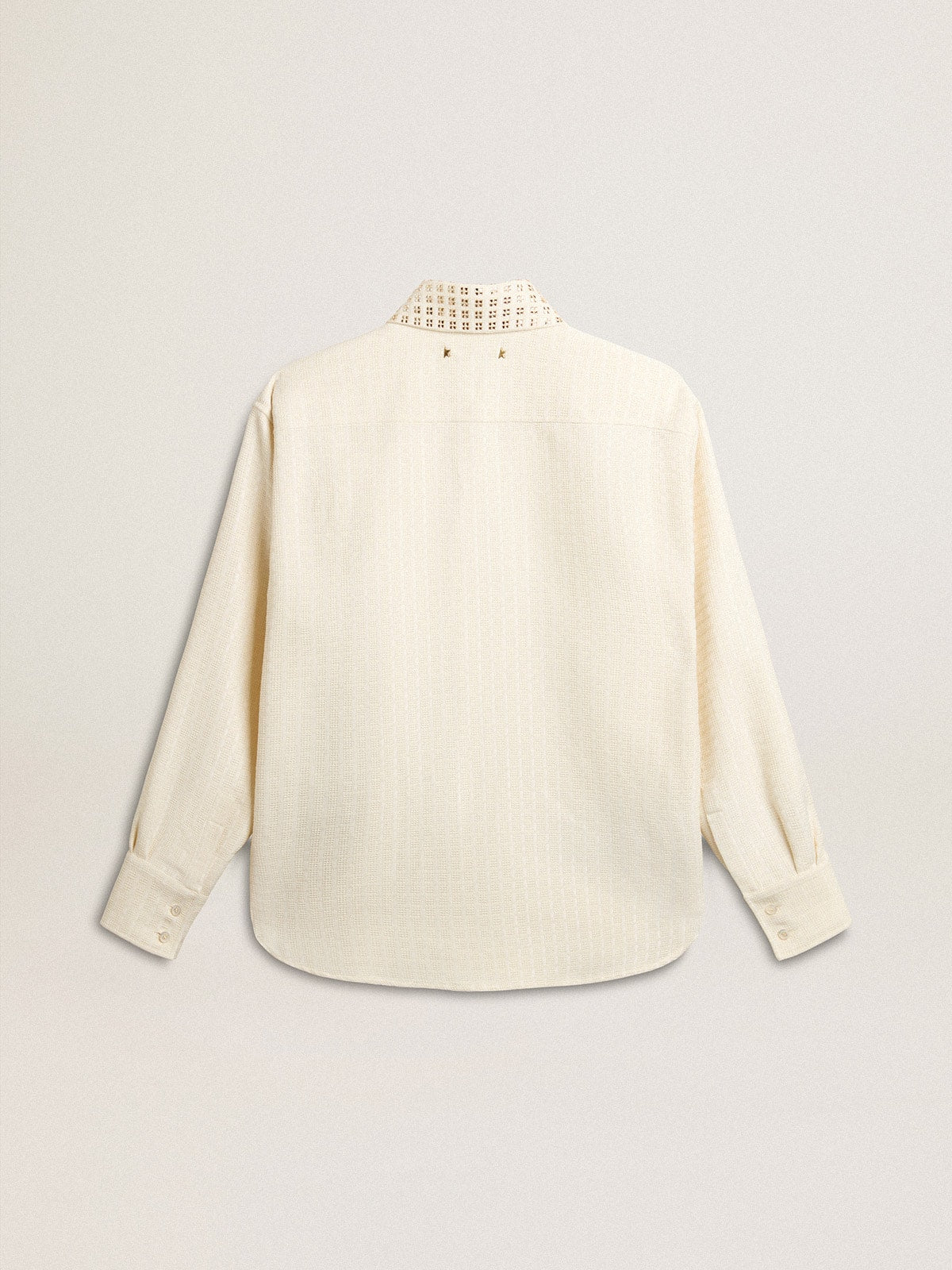 Women's viscose and cotton blend shirt with crystal-embellished collar - Golden Goose Women