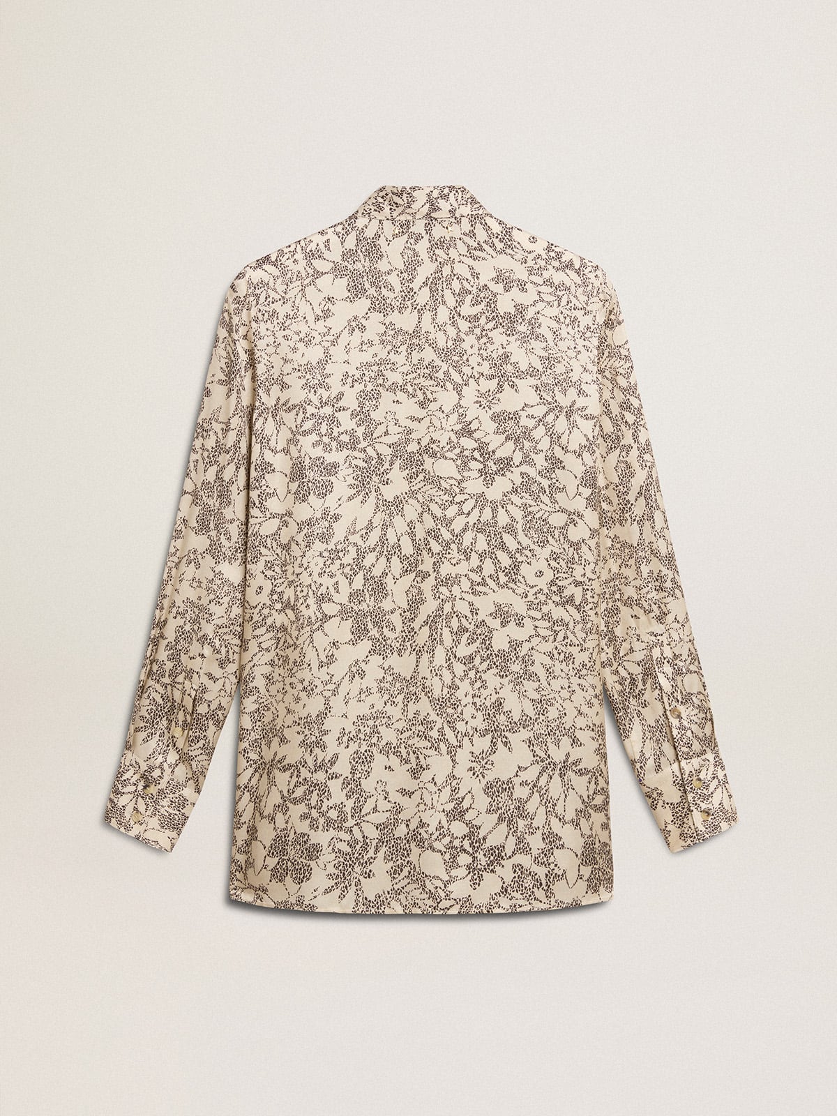 Women's silk blend pajama shirt with a floral print - Golden Goose Women