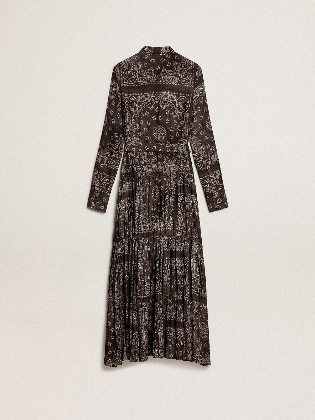 Anthracite-gray shirt dress with paisley print - Golden Goose Women